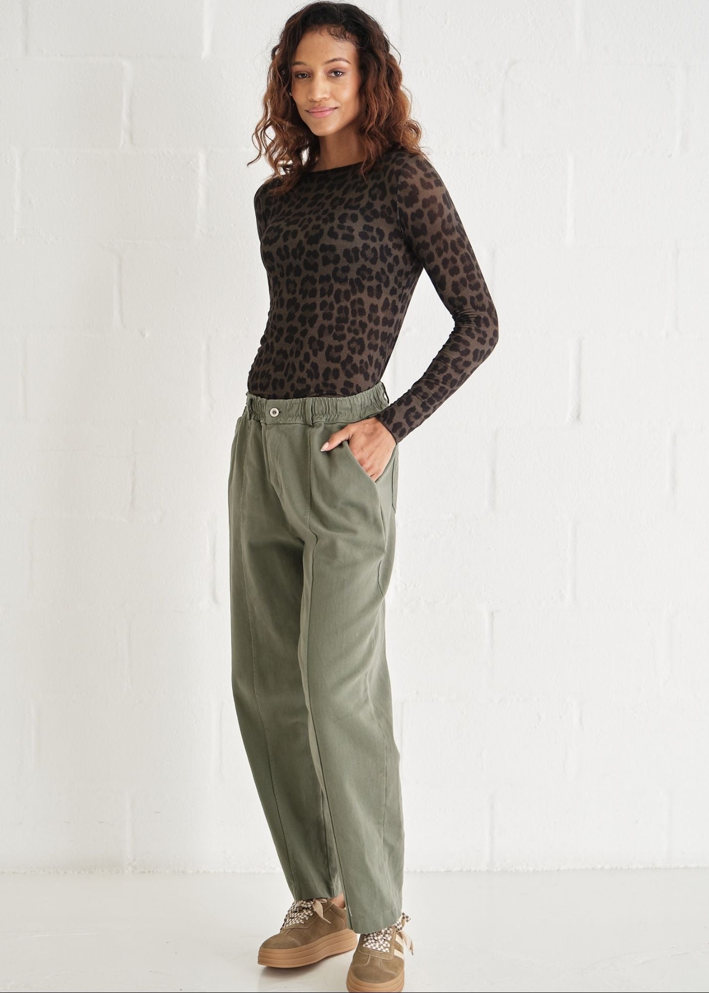 View our Italian Cotton Barrel Joggers In Khaki - by Tribute Store