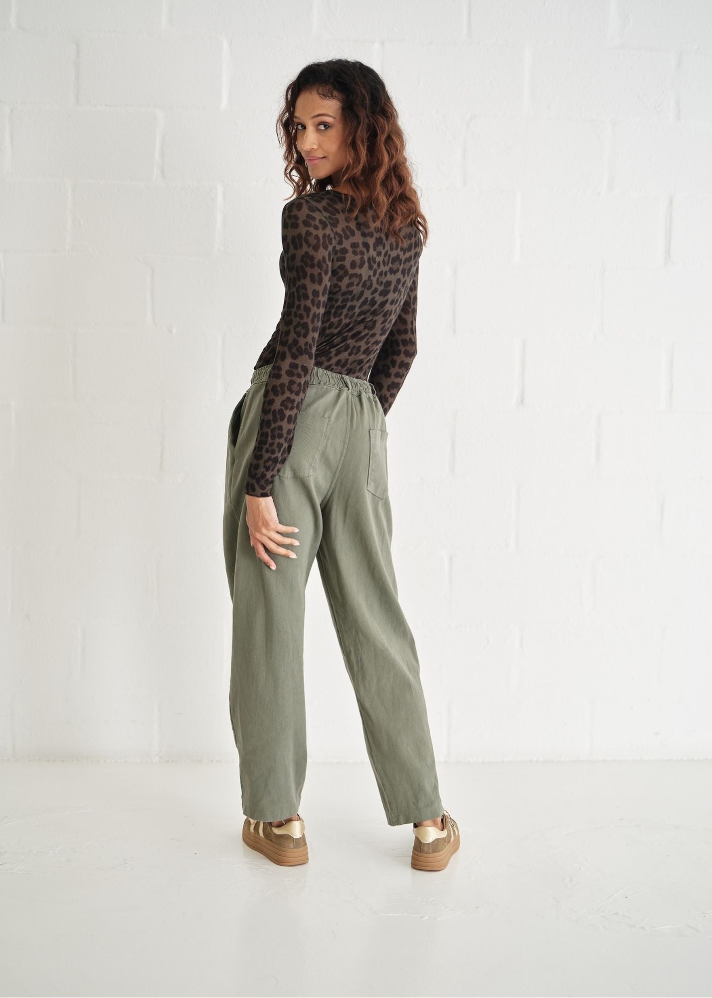 View our Italian Cotton Barrel Joggers In Khaki - by Tribute Store