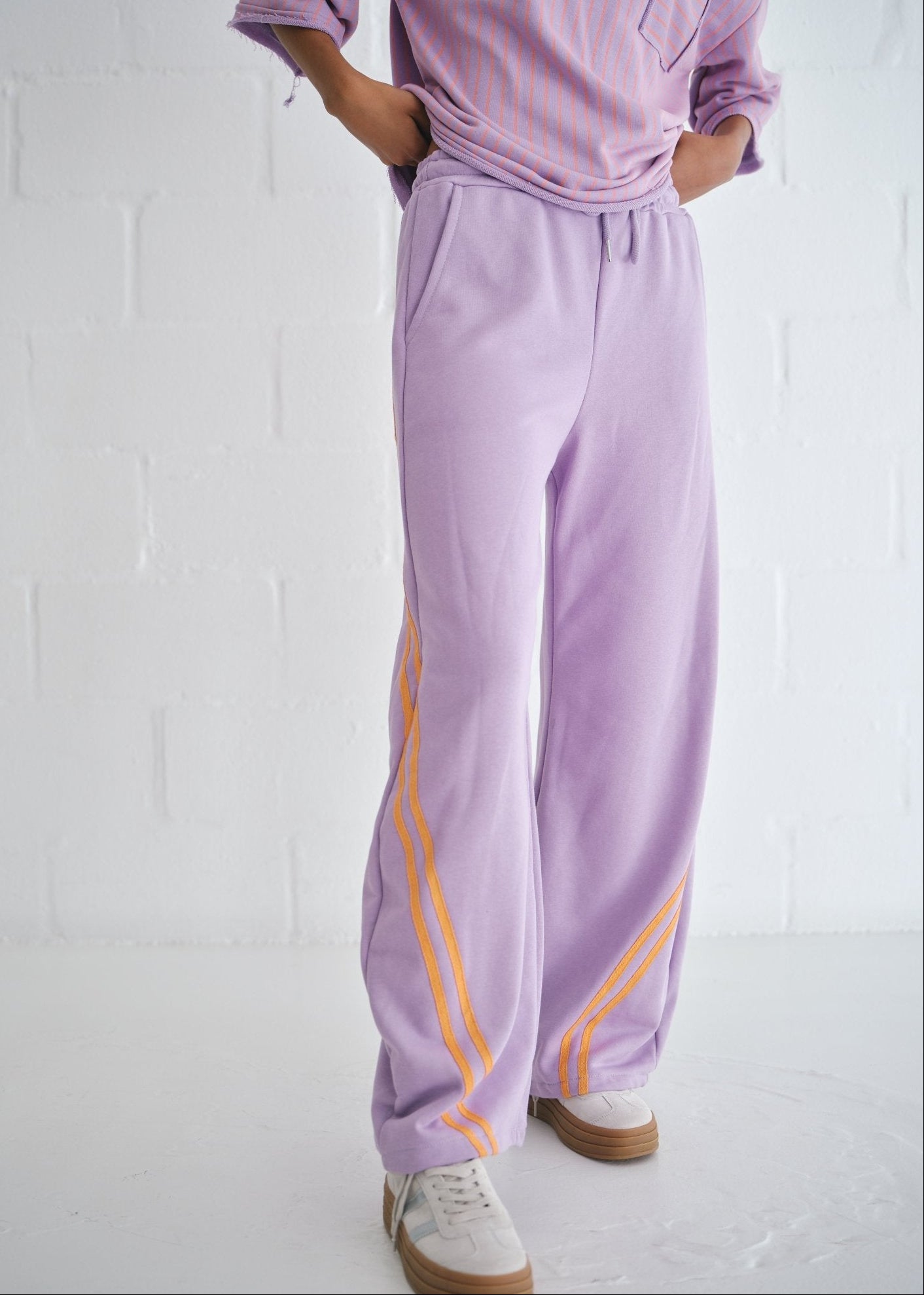 View our Italian Cotton Barrel Track Pants In Lilac - by Tribute Store