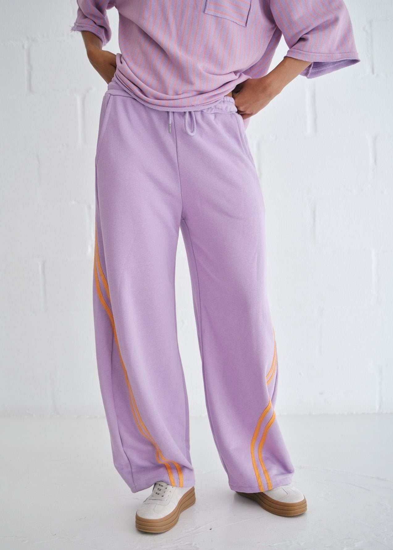 View our Italian Cotton Barrel Track Pants In Lilac - by Tribute Store