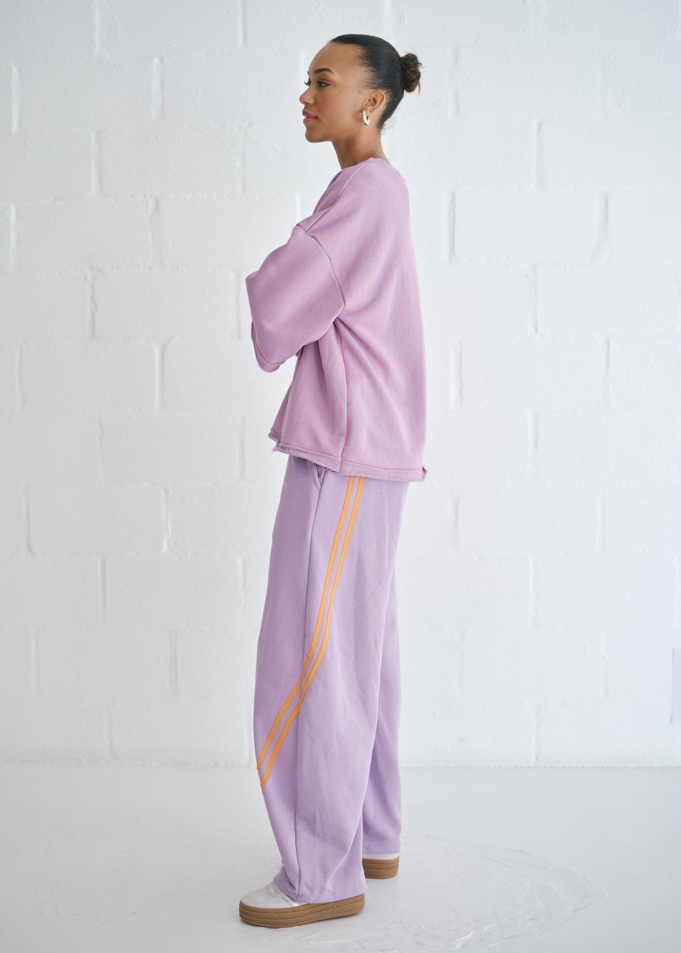 View our Italian Cotton Barrel Track Pants In Lilac - by Tribute Store