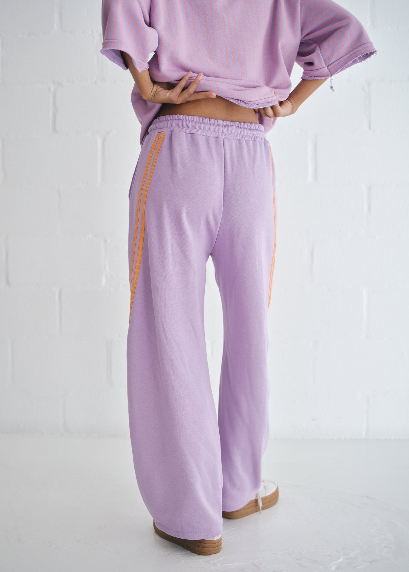 View our Italian Cotton Barrel Track Pants In Lilac - by Tribute Store