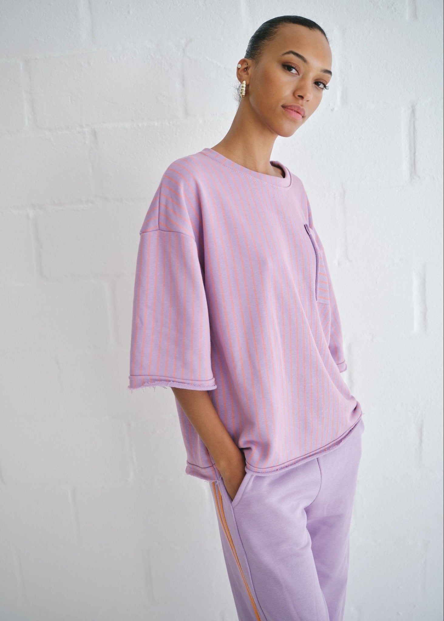 View our Italian Cotton Tracksuit Tee In Lilac - by Tribute Store