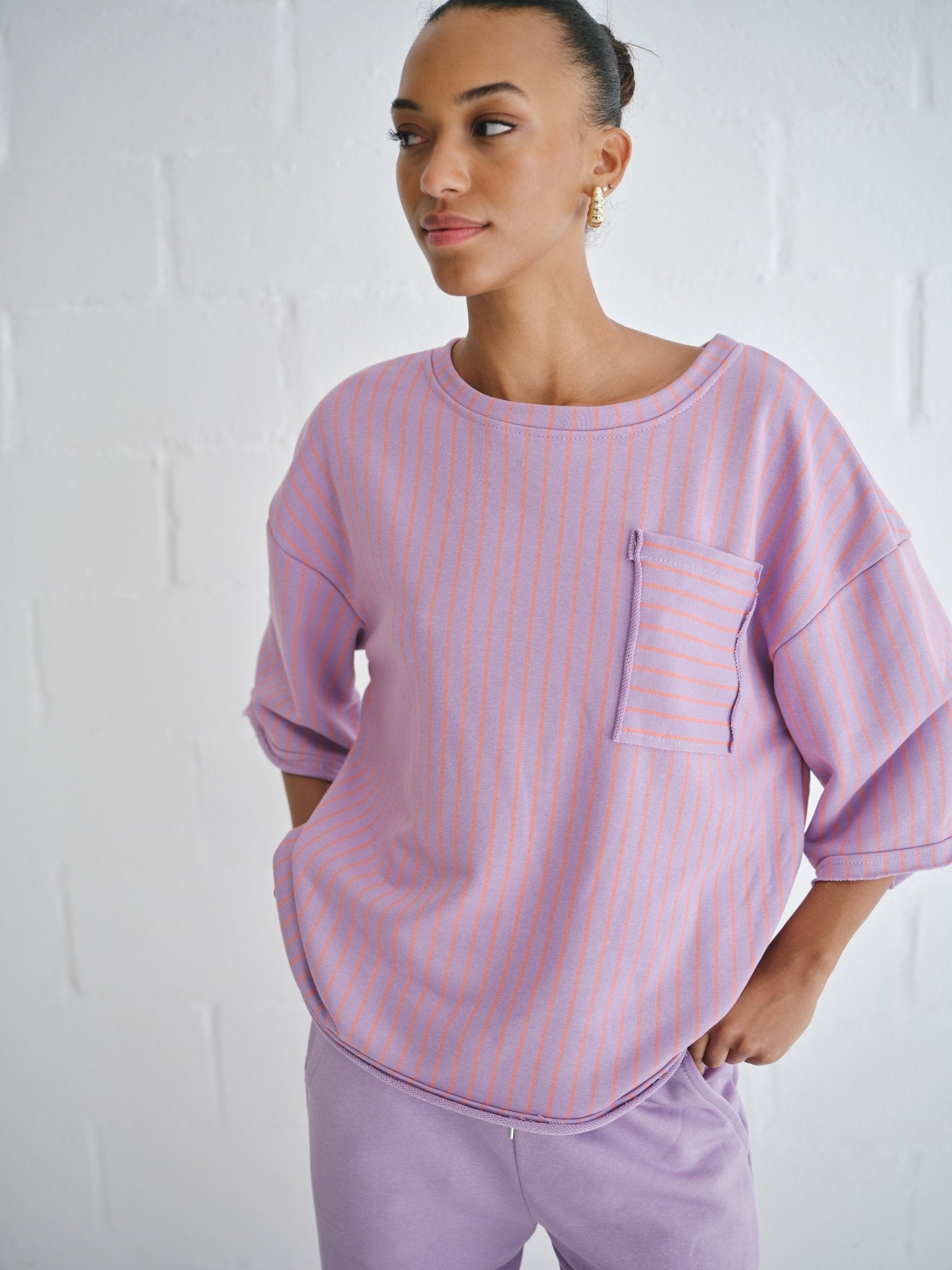 View our Italian Cotton Tracksuit Tee In Lilac - by Tribute Store