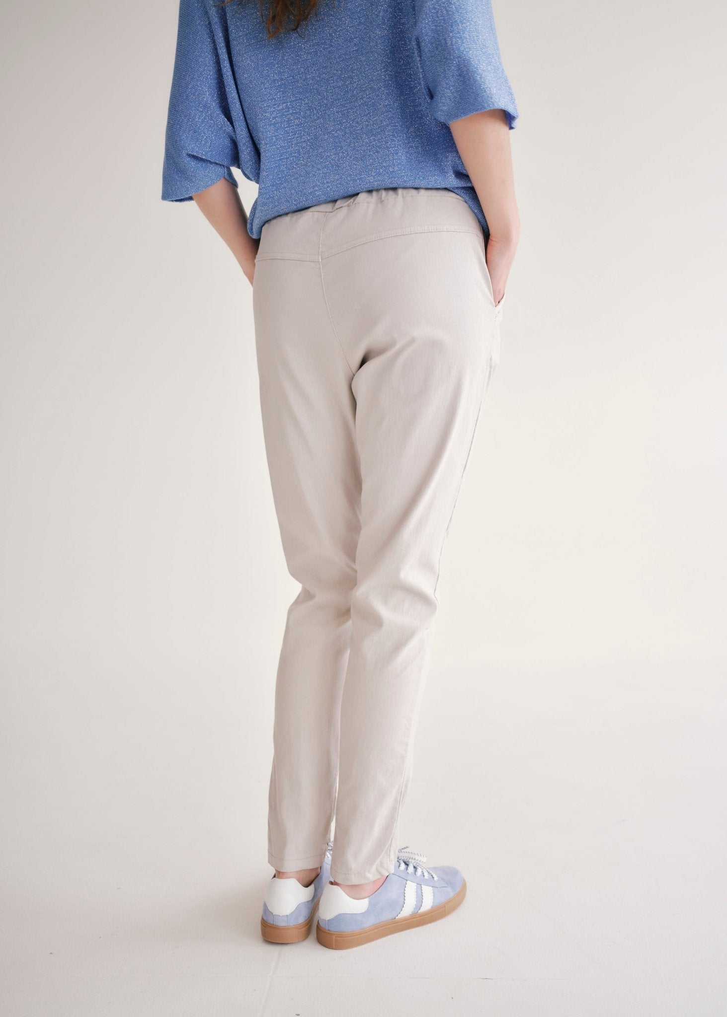 View our Italian Jogger With Silver Lining In Beige - by Tribute Store