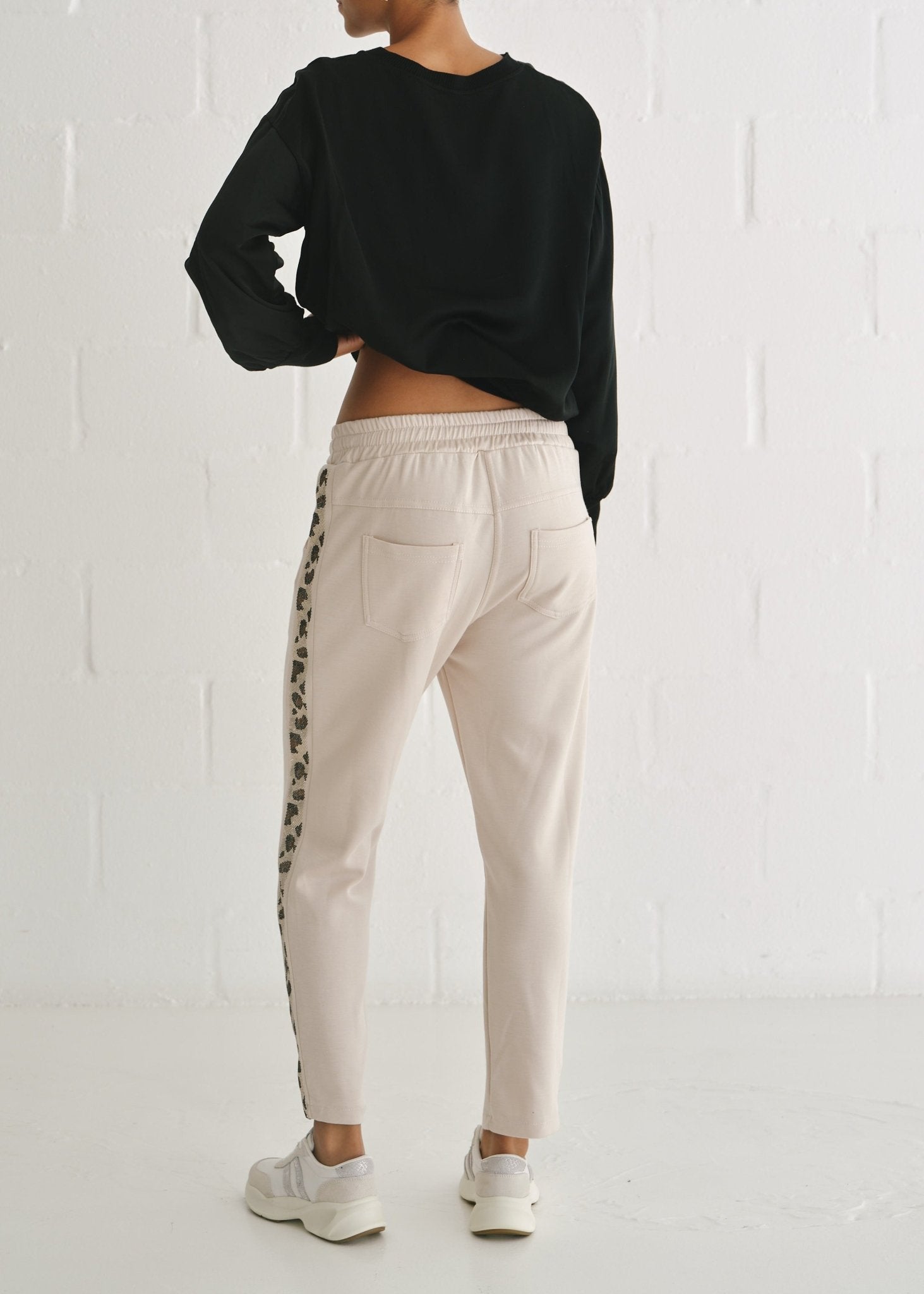 View our Italian Joggers with Sparkle Diamantes In Cream - by Tribute Store