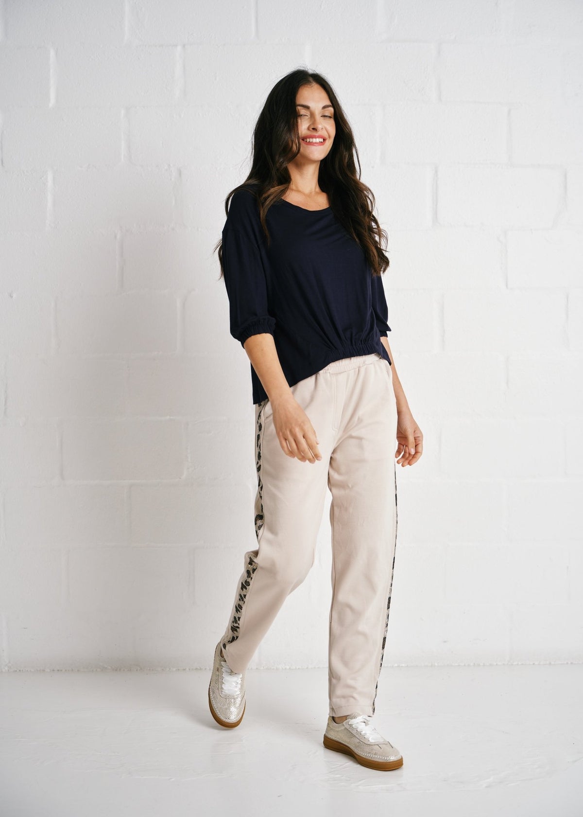 View our Italian Joggers with Sparkle Diamantes In Cream - by Tribute Store