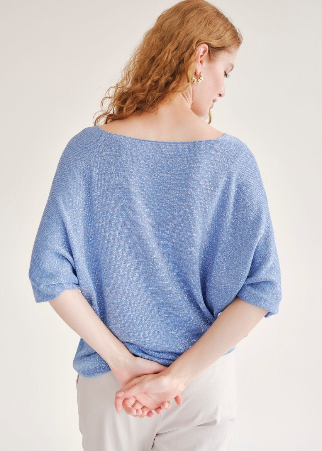 View our Italian Lurex V Neck In Electric Blue - by Tribute Store