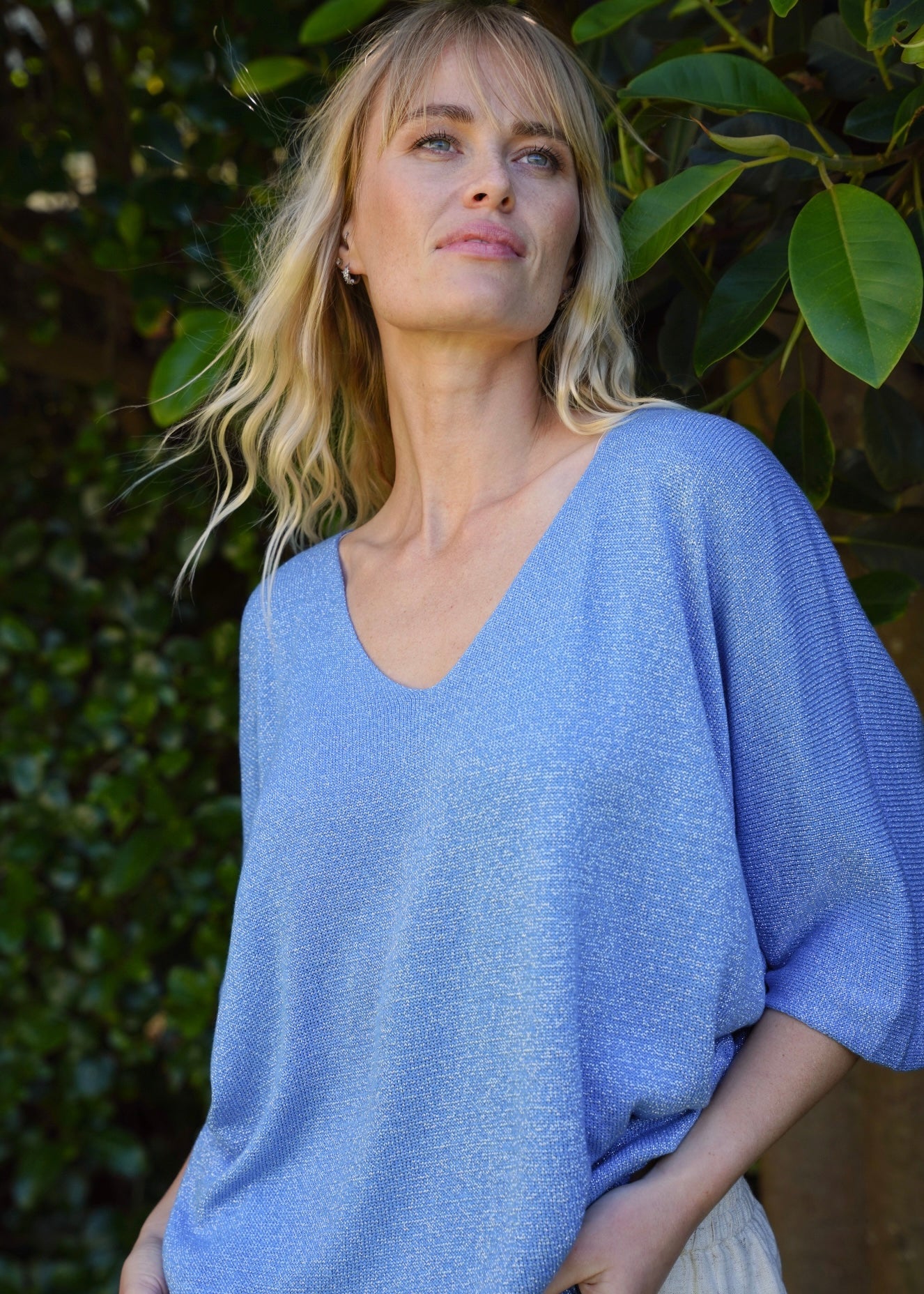 View our Italian Lurex V Neck In Electric Blue - by Tribute Store