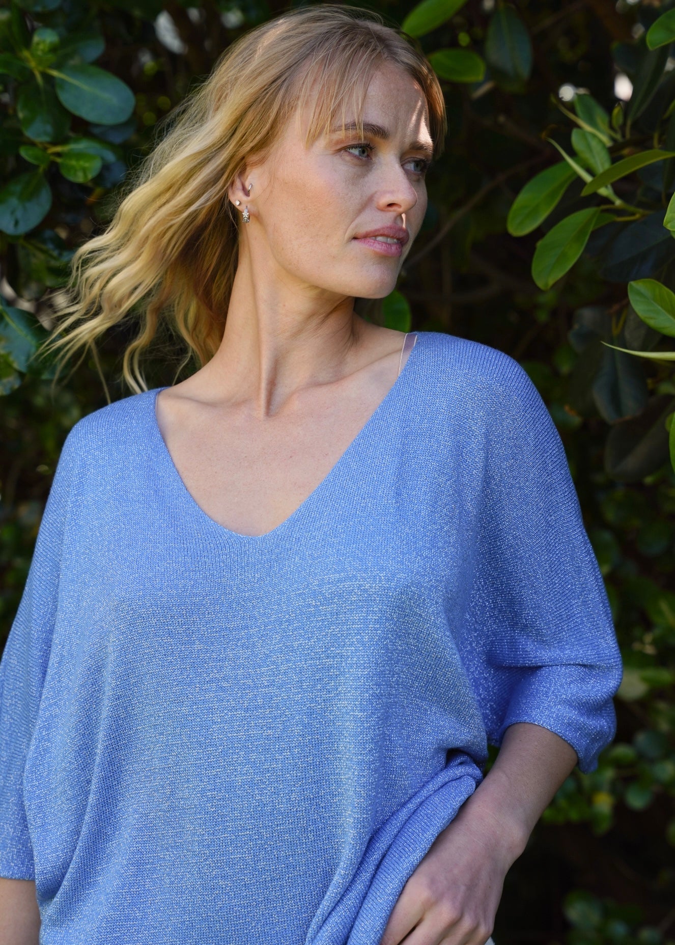View our Italian Lurex V Neck In Electric Blue - by Tribute Store