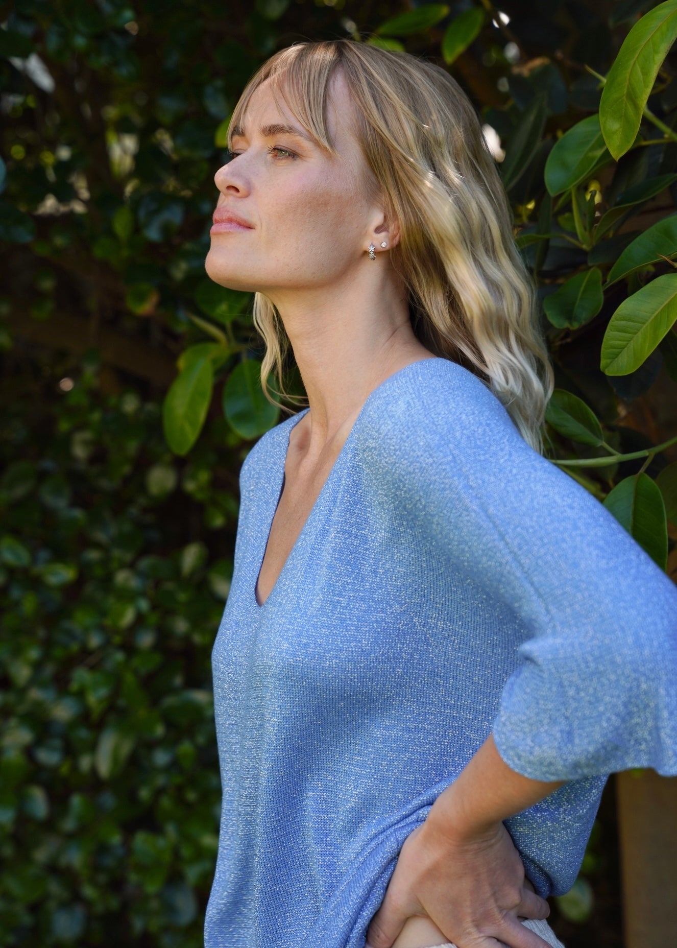 View our Italian Lurex V Neck In Electric Blue - by Tribute Store