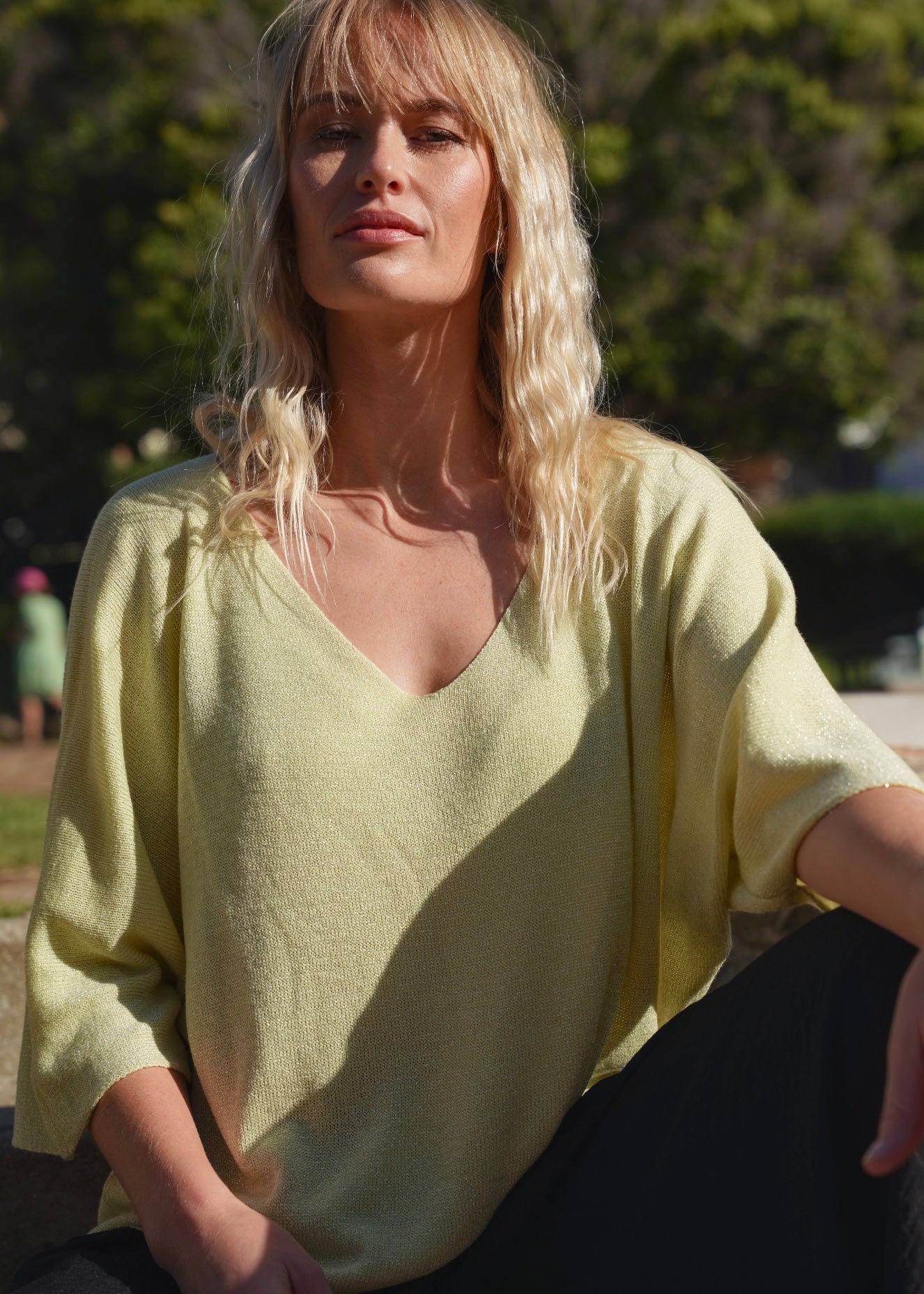 View our Italian Lurex V Neck In Yellow - by Tribute Store