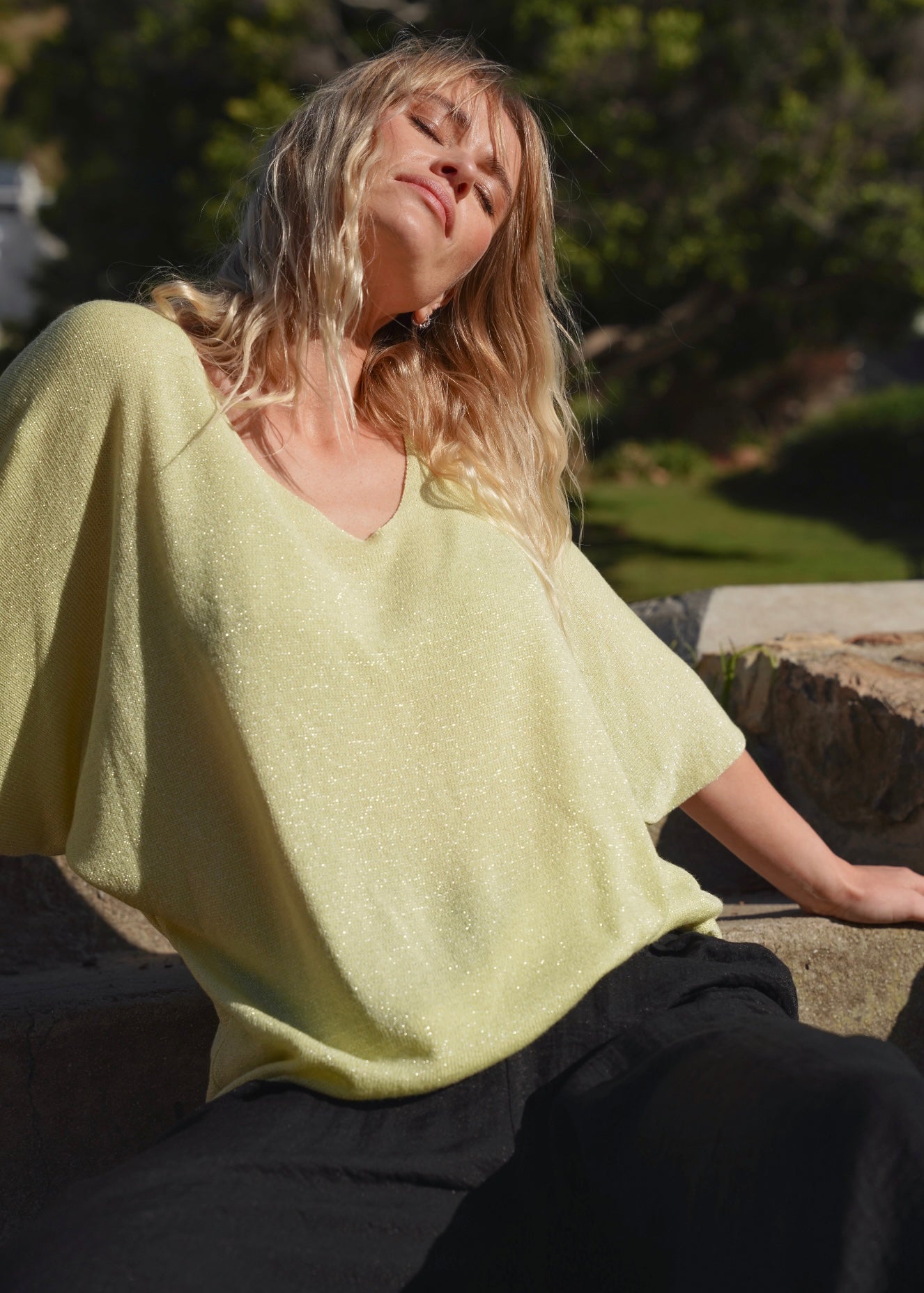 View our Italian Lurex V Neck In Yellow - by Tribute Store