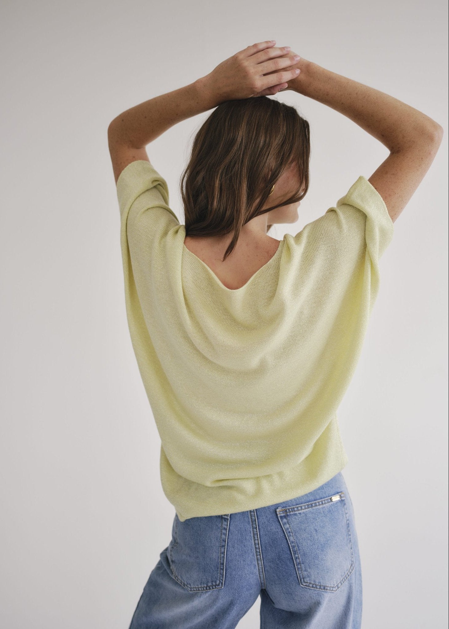 View our Italian Lurex V Neck In Yellow - by Tribute Store