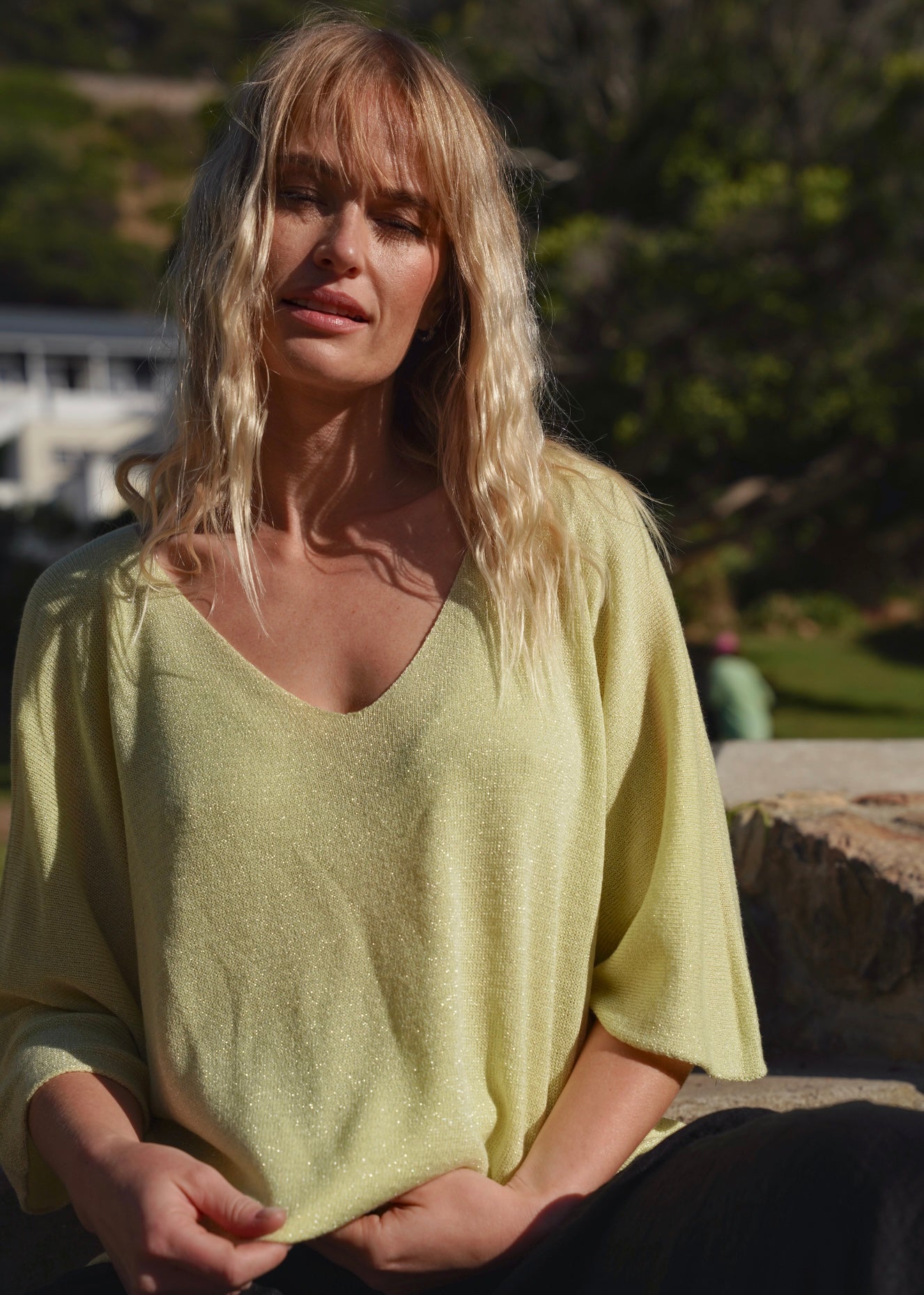 View our Italian Lurex V Neck In Yellow - by Tribute Store