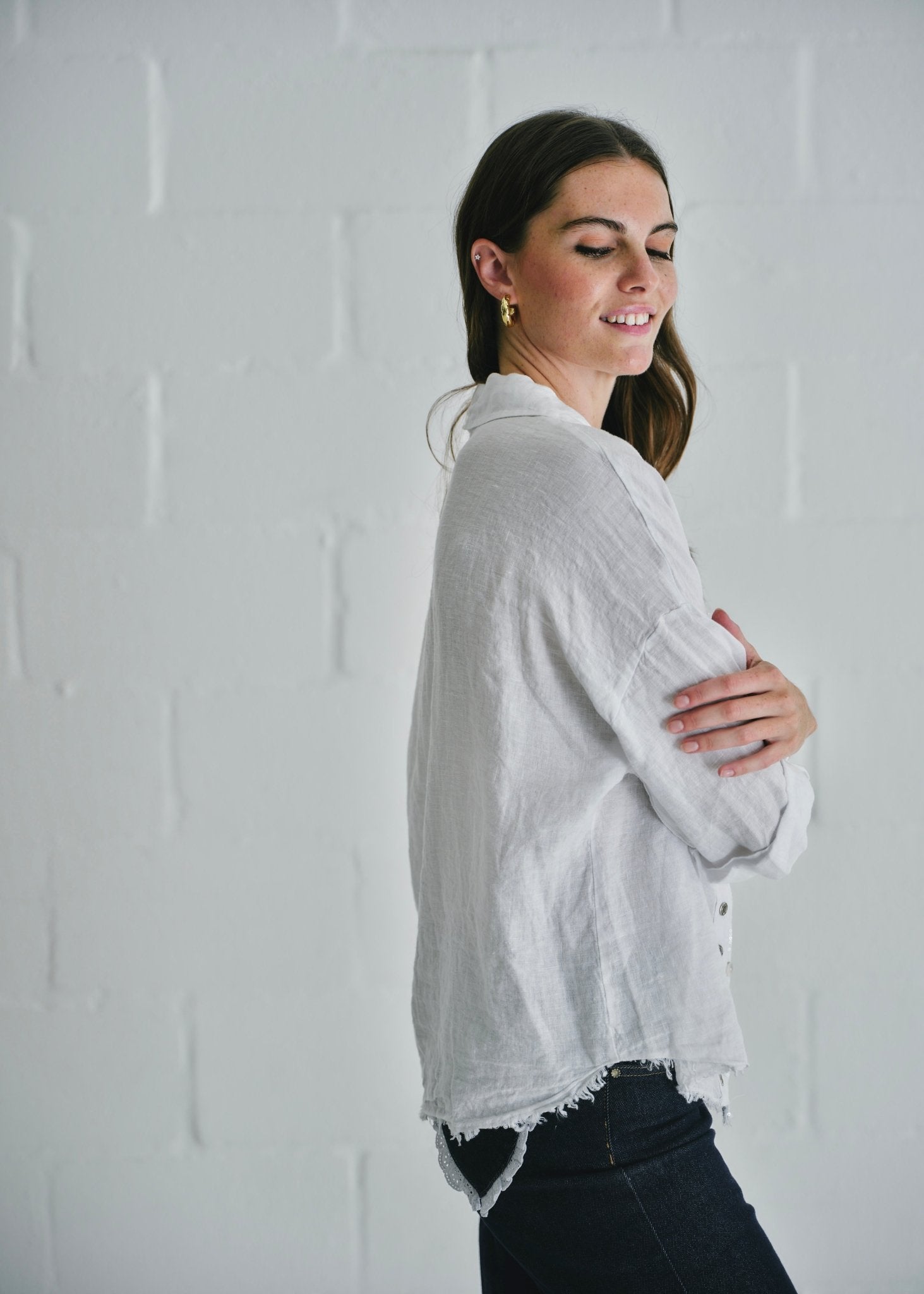View our Italian Sequin Pocket Shirt In White - by Tribute Store