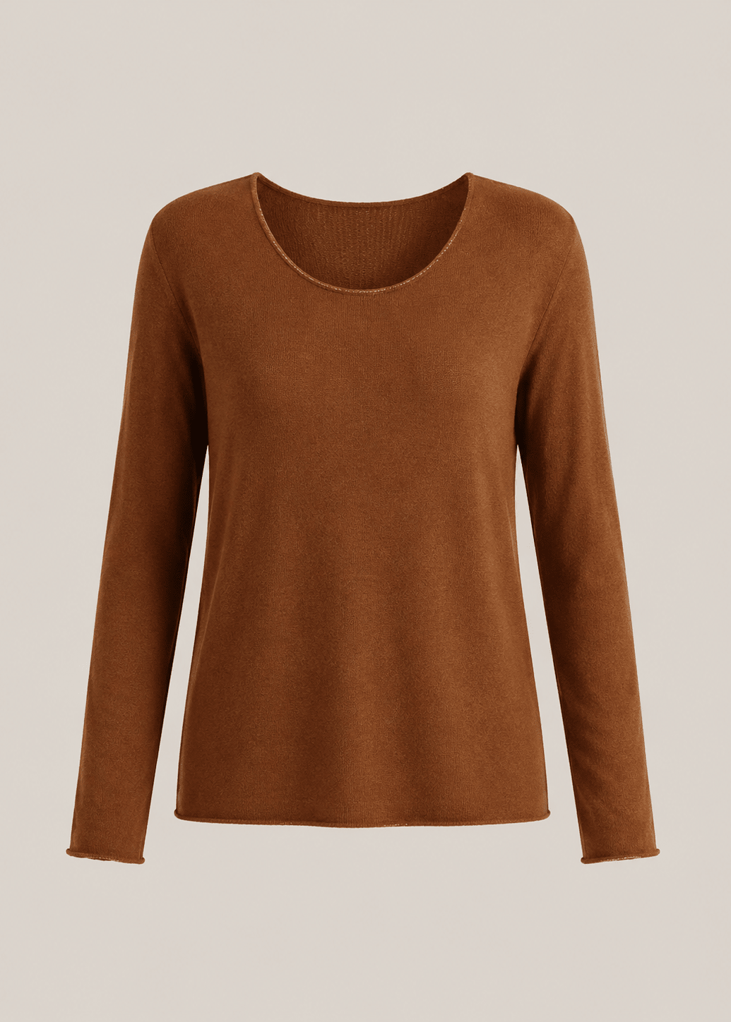 View our Italian Shimmer Edged V Neck Knit In Tobacco - by Tribute Store