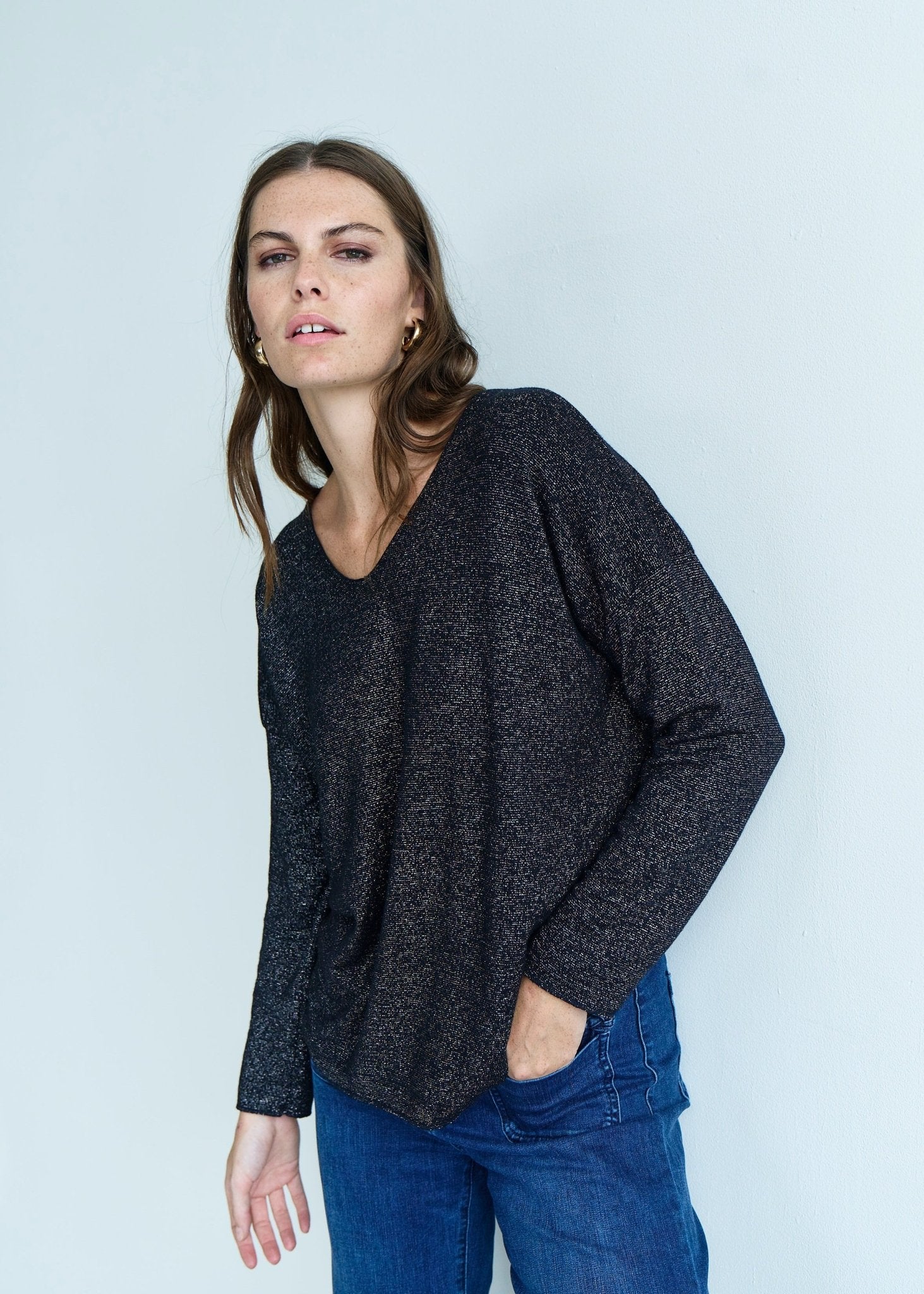 View our Italian Shimmer Lurex Knit in Black - by Tribute Store