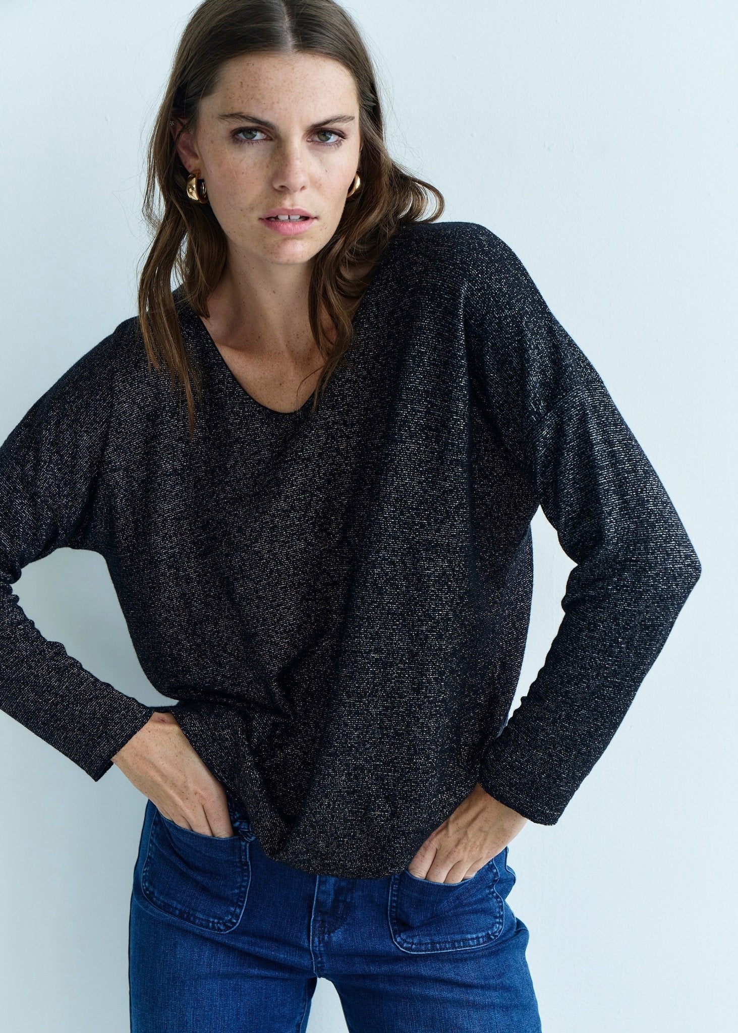 View our Italian Shimmer Lurex Knit in Black - by Tribute Store