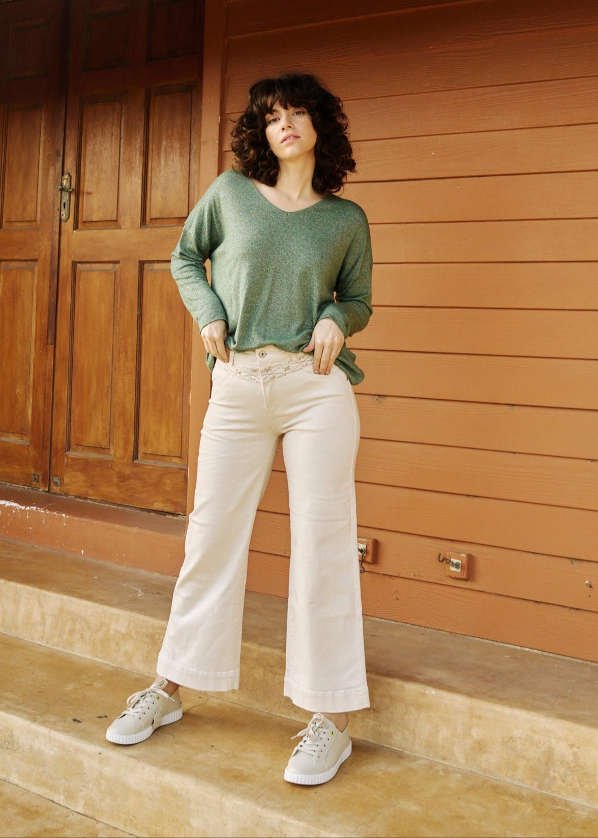 View our Italian Shimmer Lurex Knit in Bottle Green - by Tribute Store