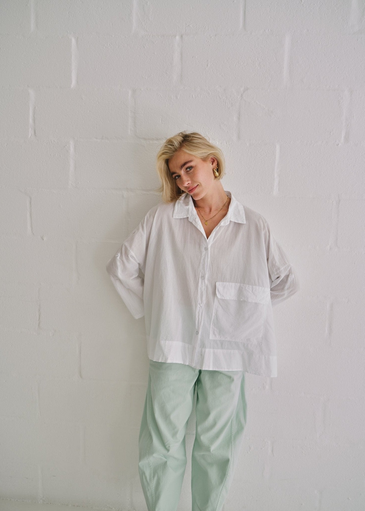 View our Italian Stonewashed Cotton Shirt In White - by Tribute Store