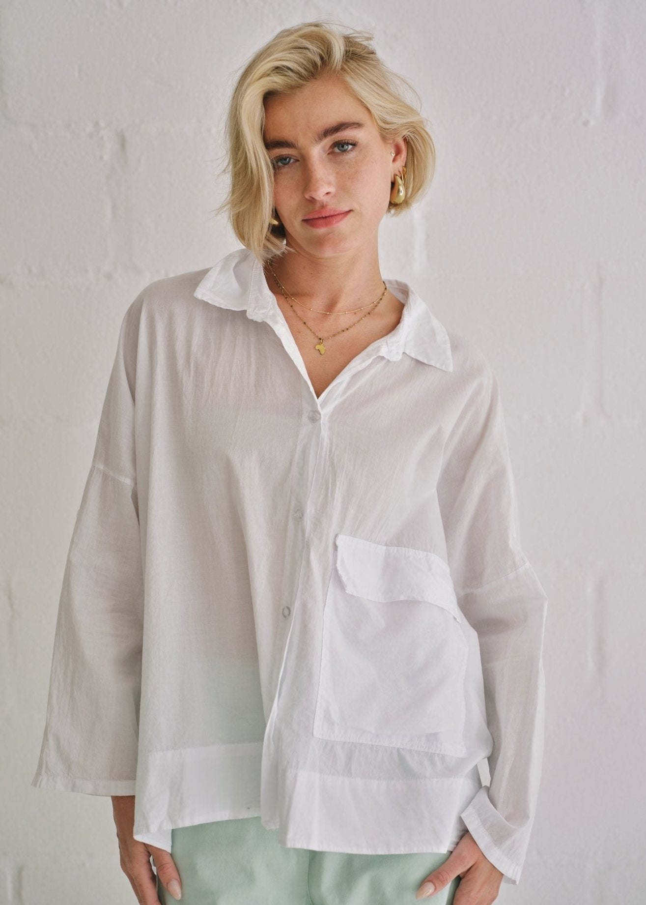 View our Italian Stonewashed Cotton Shirt In White - by Tribute Store