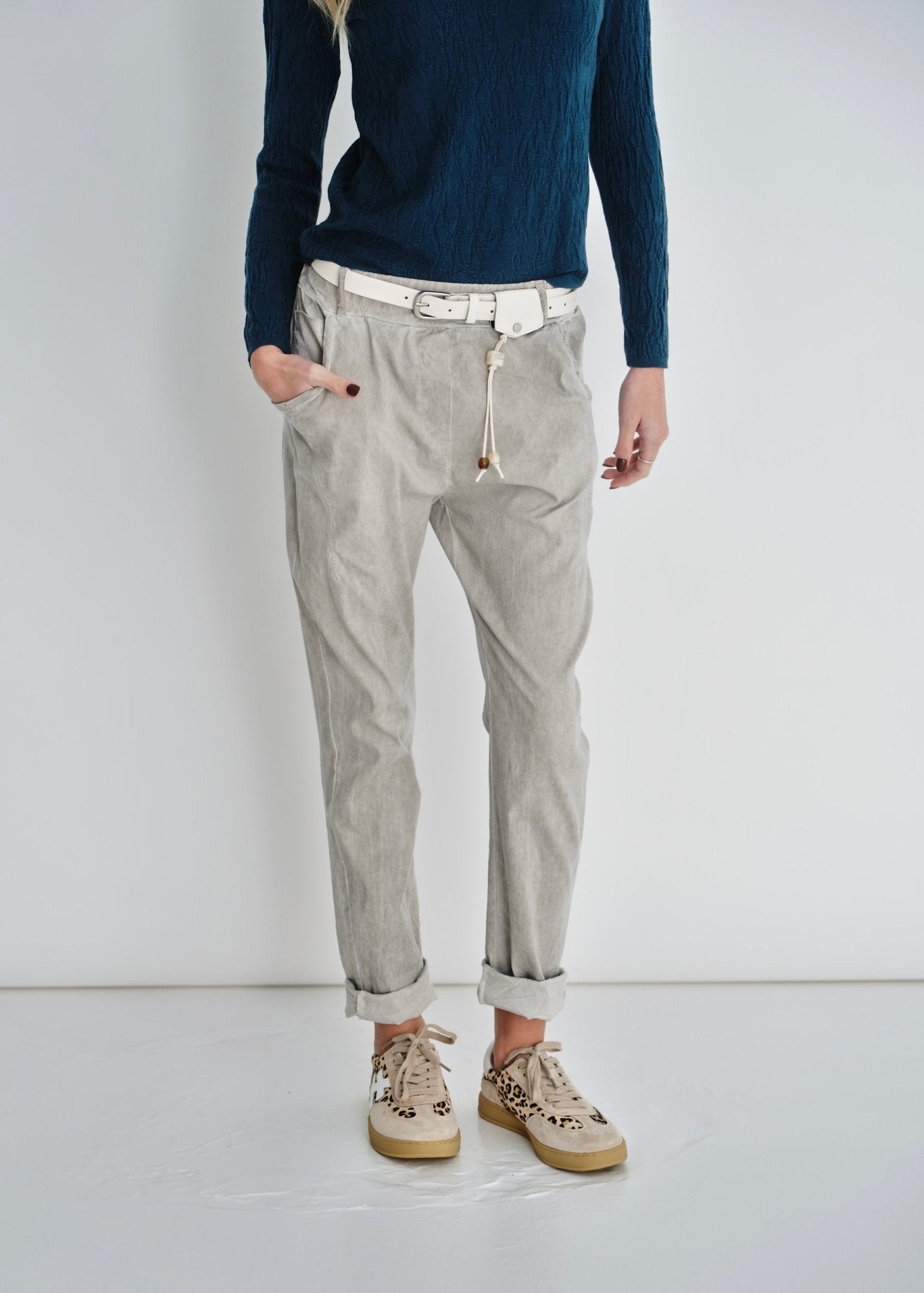 View our Italian Stonewashed Jogger With Belt In Grey - by Tribute Store