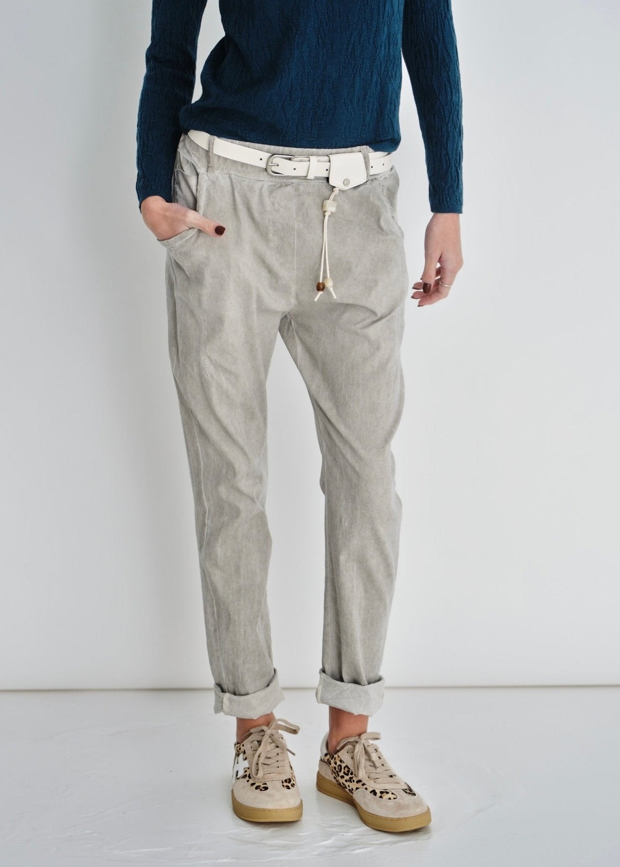 View our Italian Stonewashed Jogger With Belt In Grey - by Tribute Store