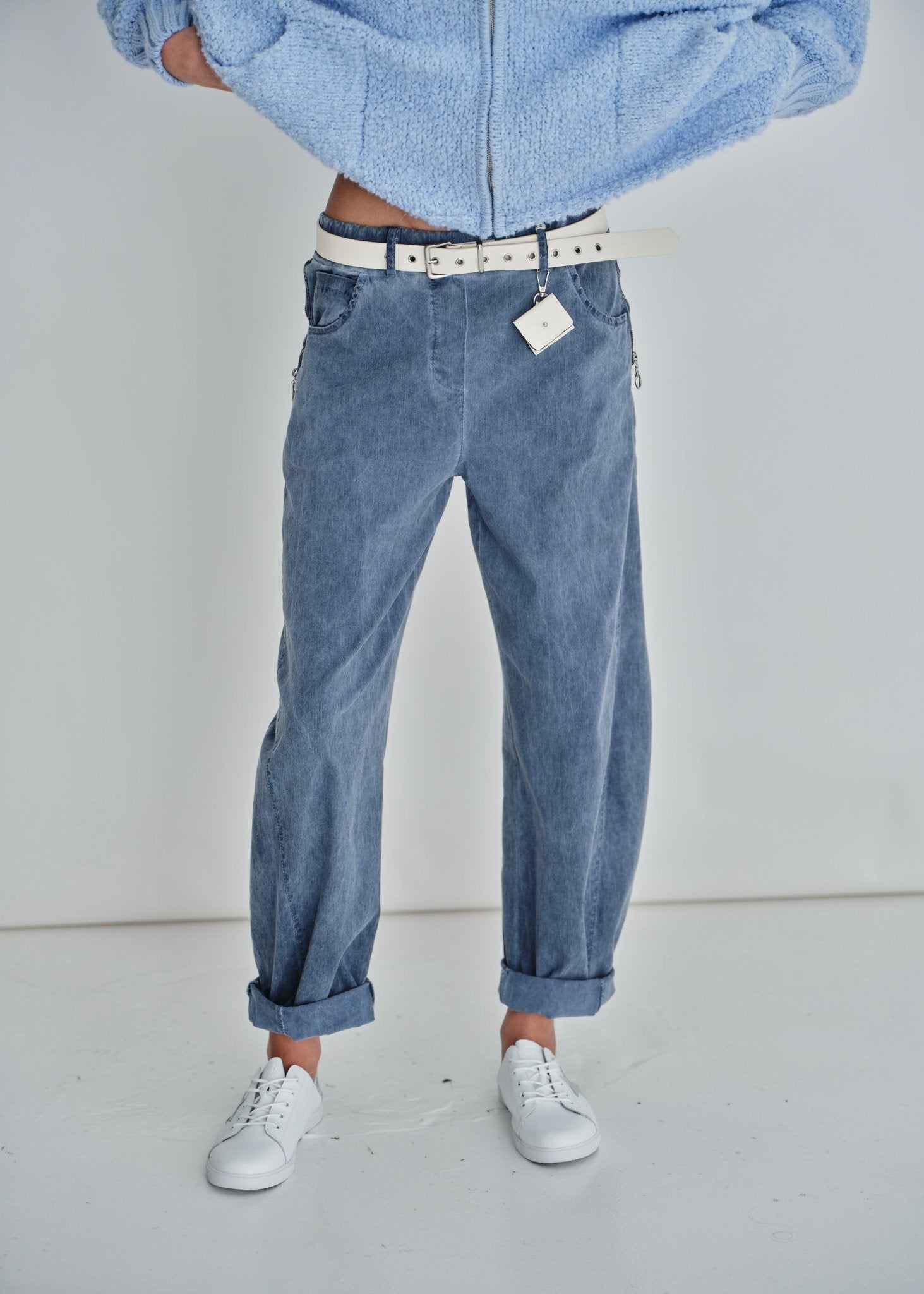 View our Italian Stonewashed Jogger With Belt In Navy - by Tribute Store