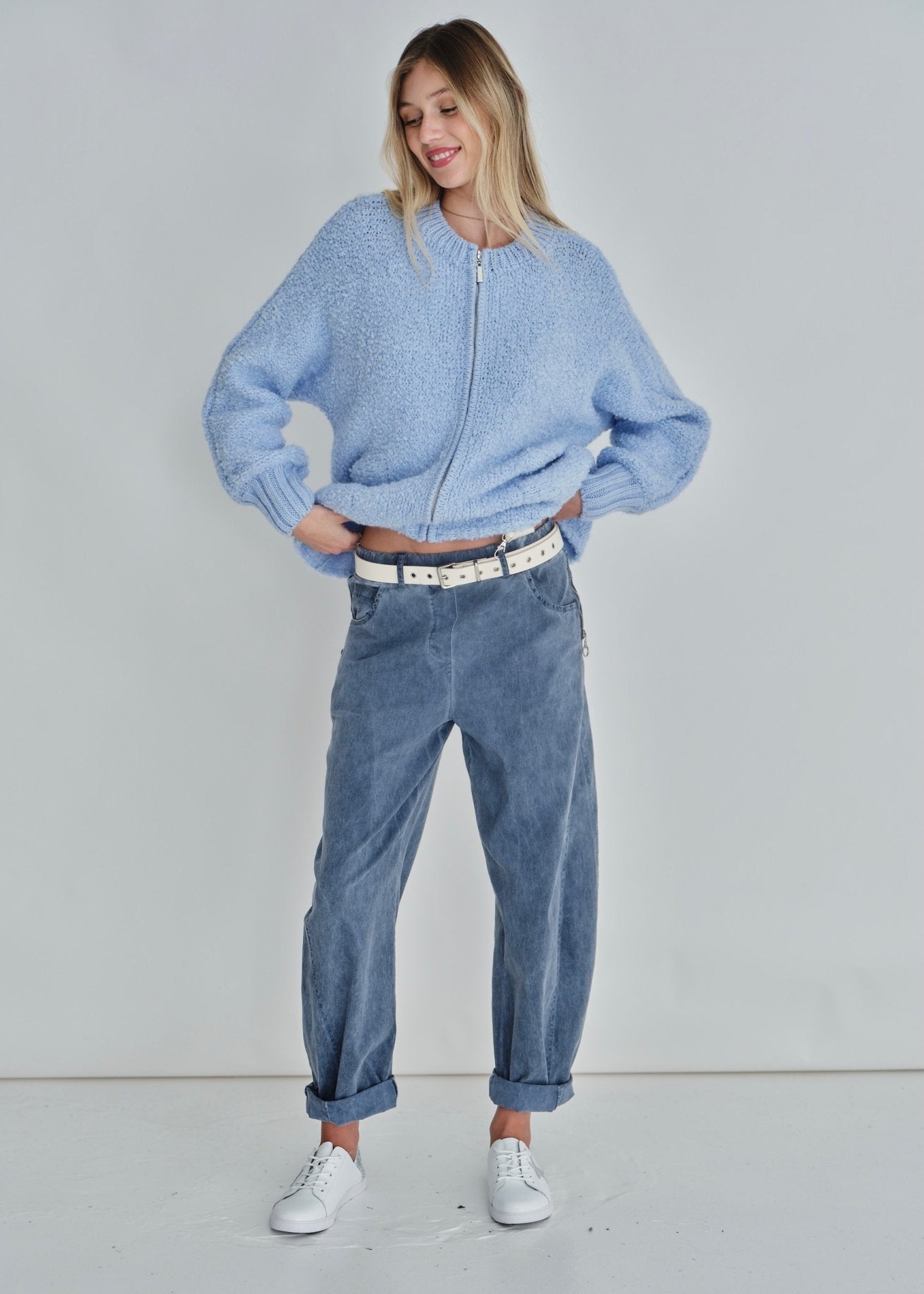 View our Italian Stonewashed Jogger With Belt In Navy - by Tribute Store