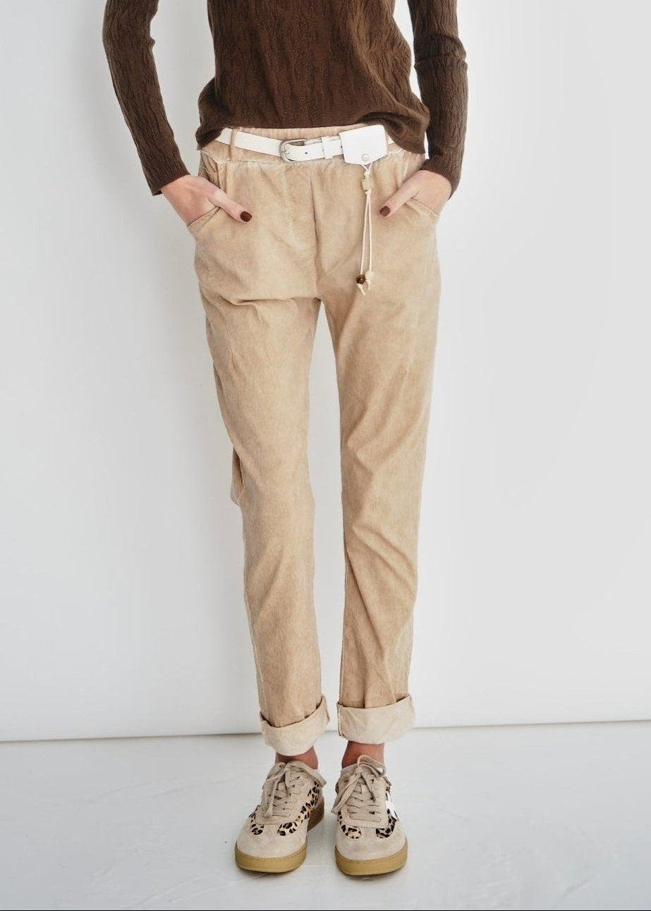 View our Italian Stonewashed Jogger With Belt In Rust - by Tribute Store