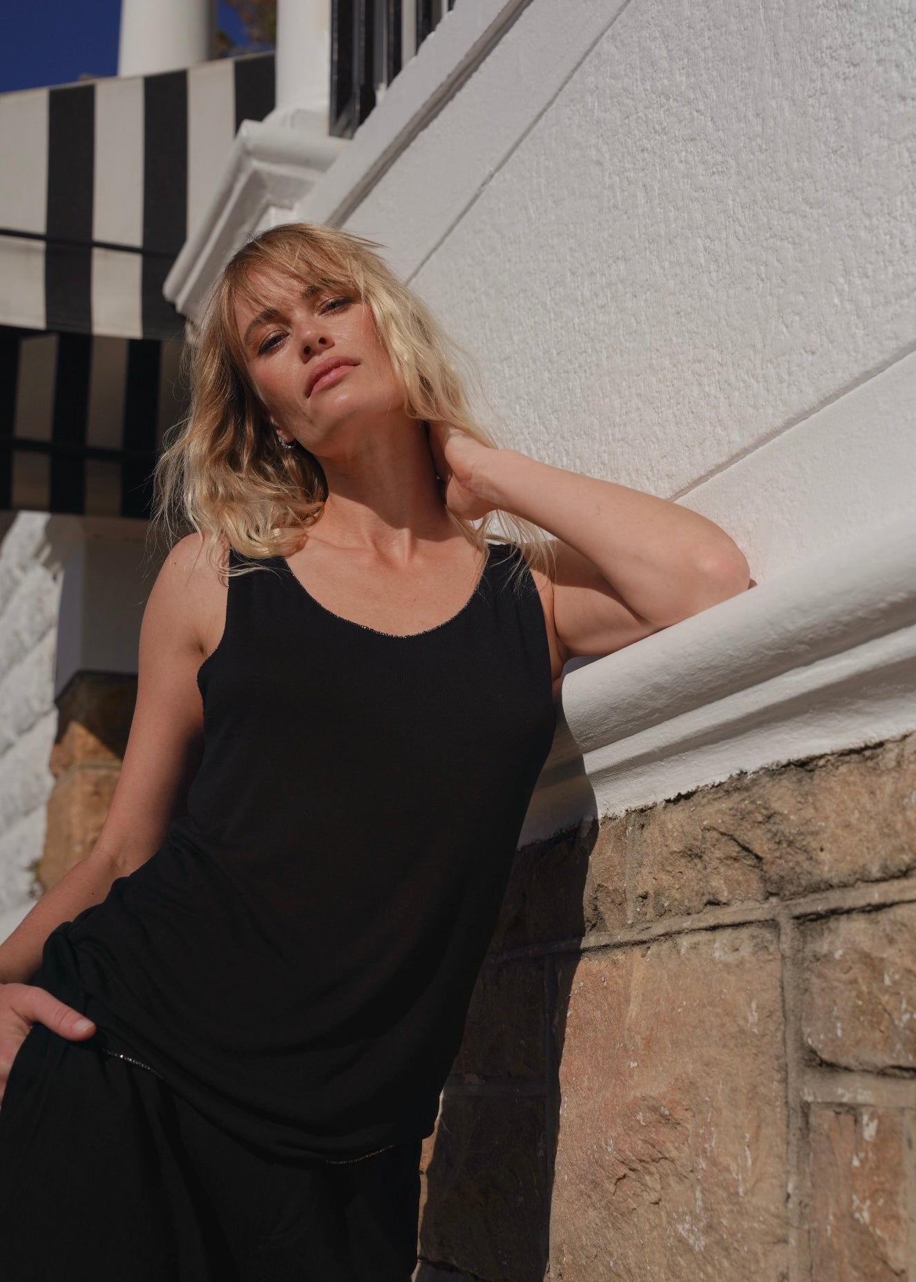 View our Italian Stonewashed Shimmer Edged Knitted Vest In Black - by Tribute Store