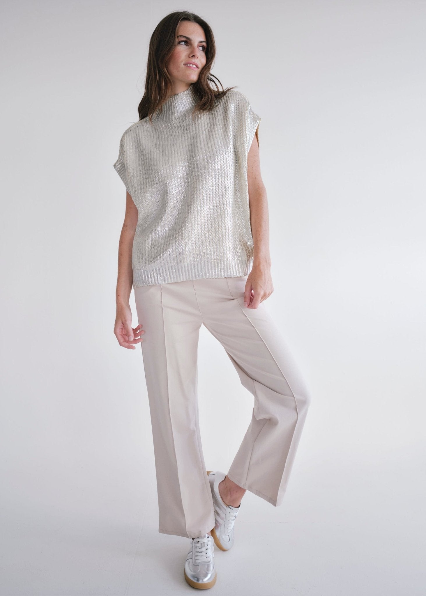 View our Italian Straight Leg Viscose Cotton Pants With Belt In Cream - by Tribute Store