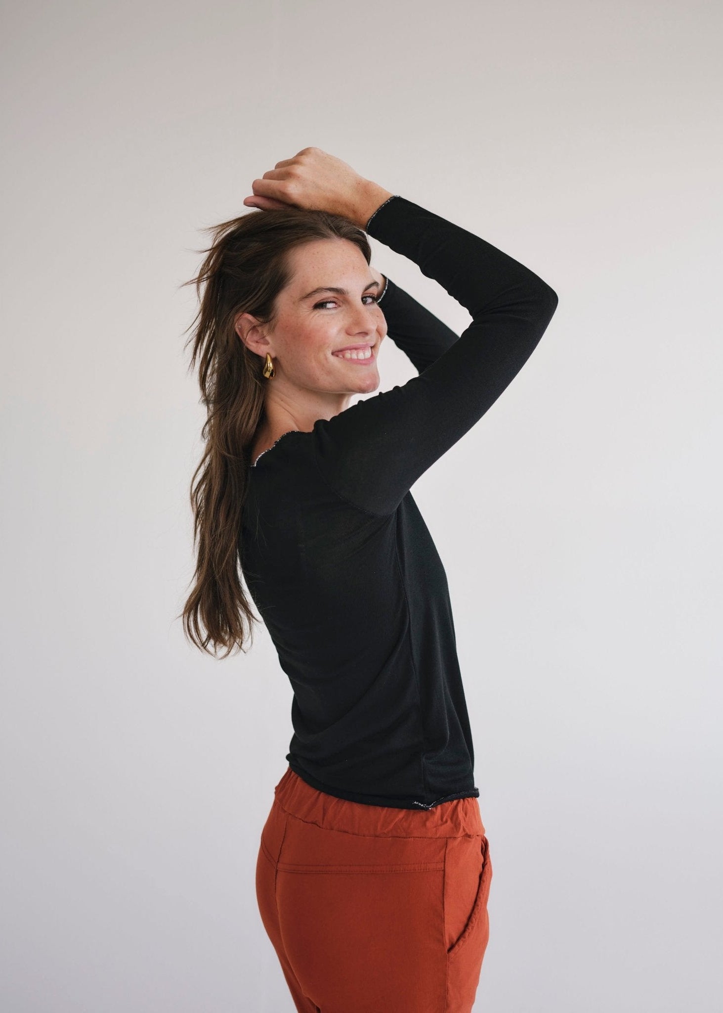 View our Italian V Neck Knit with Shimmer Edge in Black - by Tribute Store