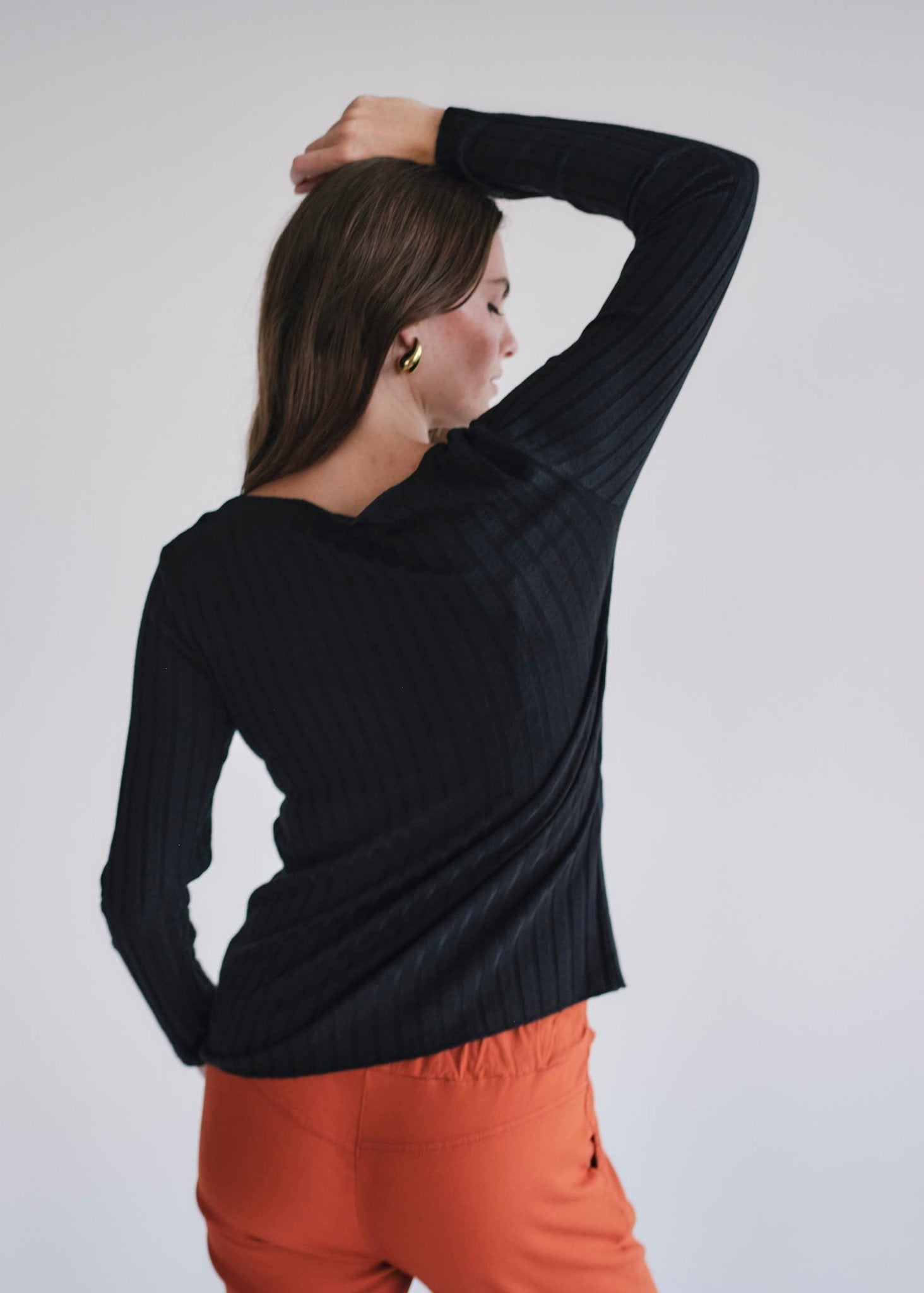View our Italian V Neck Rib Knit in Black - by Tribute Store