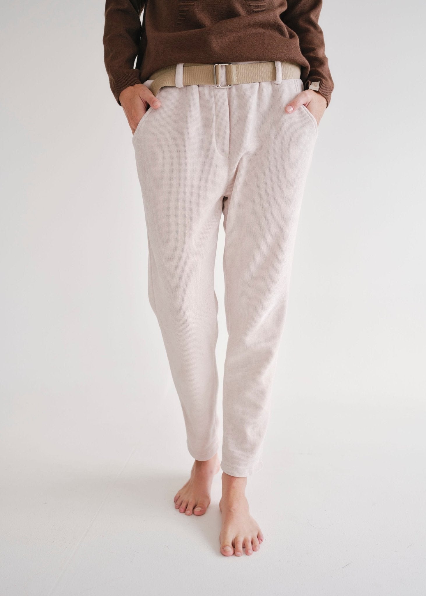 View our Italian Velour Joggers In Cream - by Tribute Store