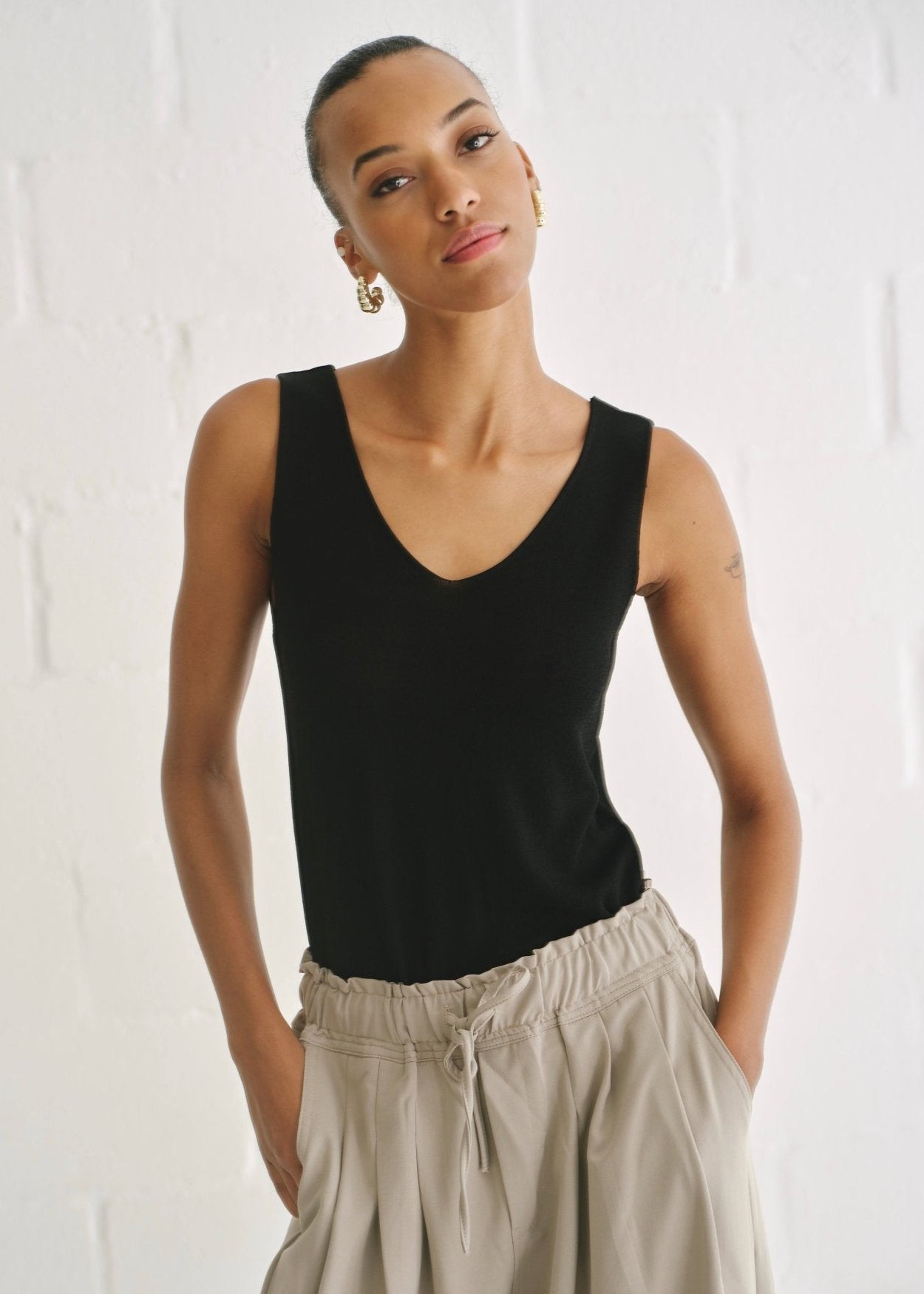 View our Italian viscose Knit Vest In Black - by Tribute Store