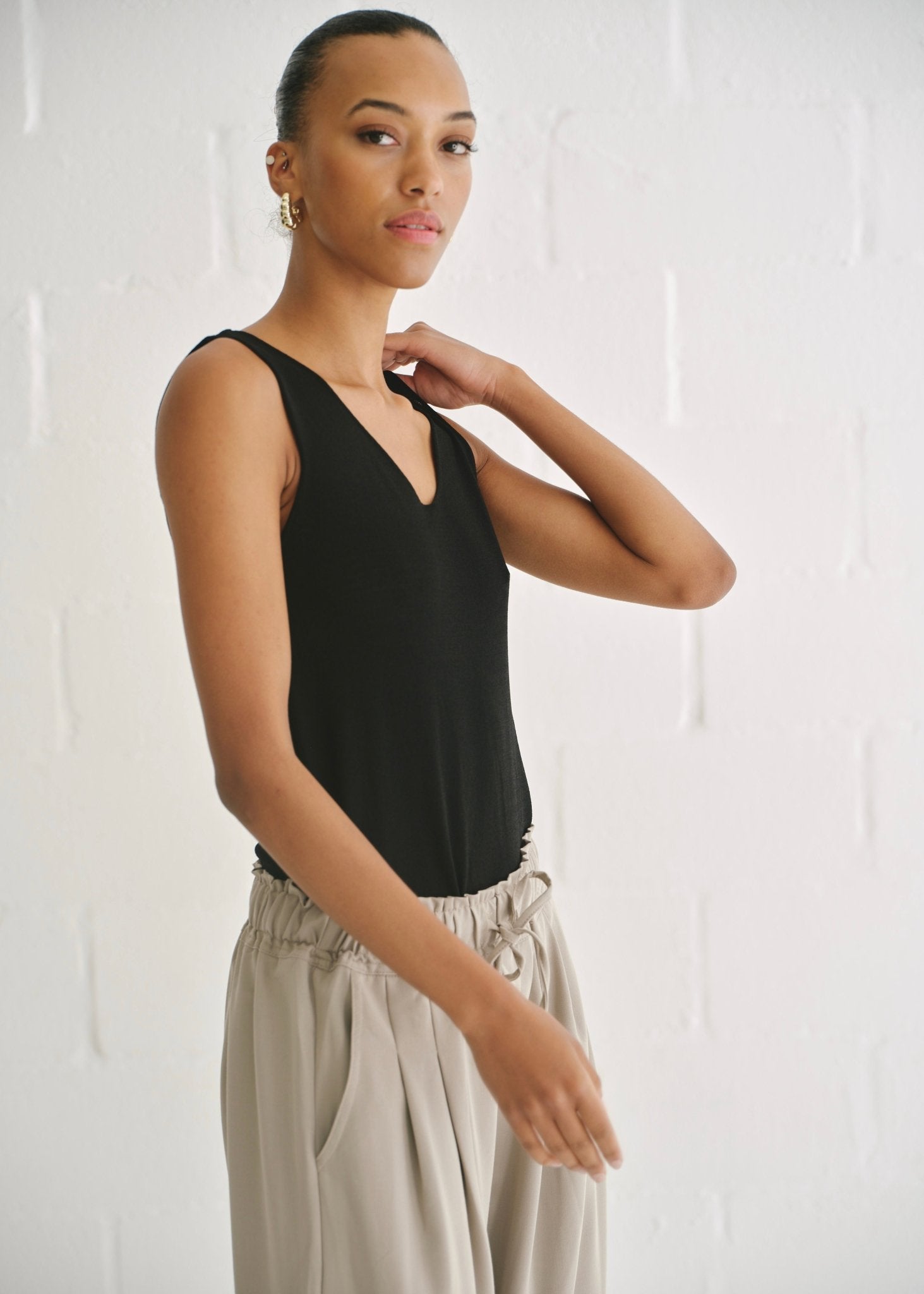 View our Italian viscose Knit Vest In Black - by Tribute Store