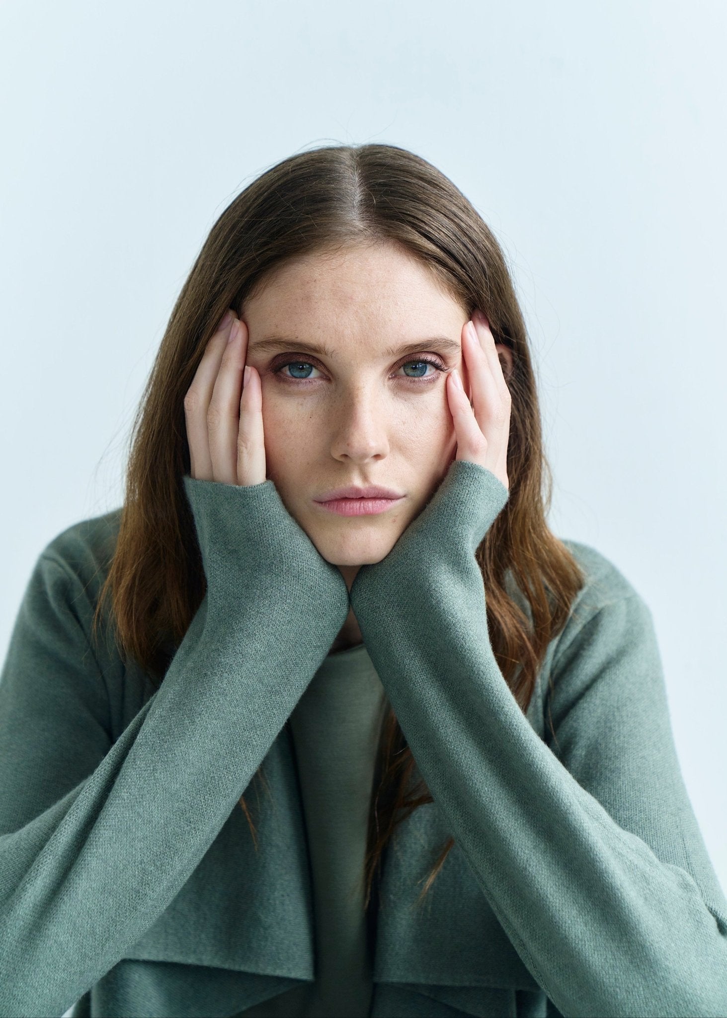 View our Jackie O 3/4 Length Knitted Viscose Coat in Khaki - by Tribute Store