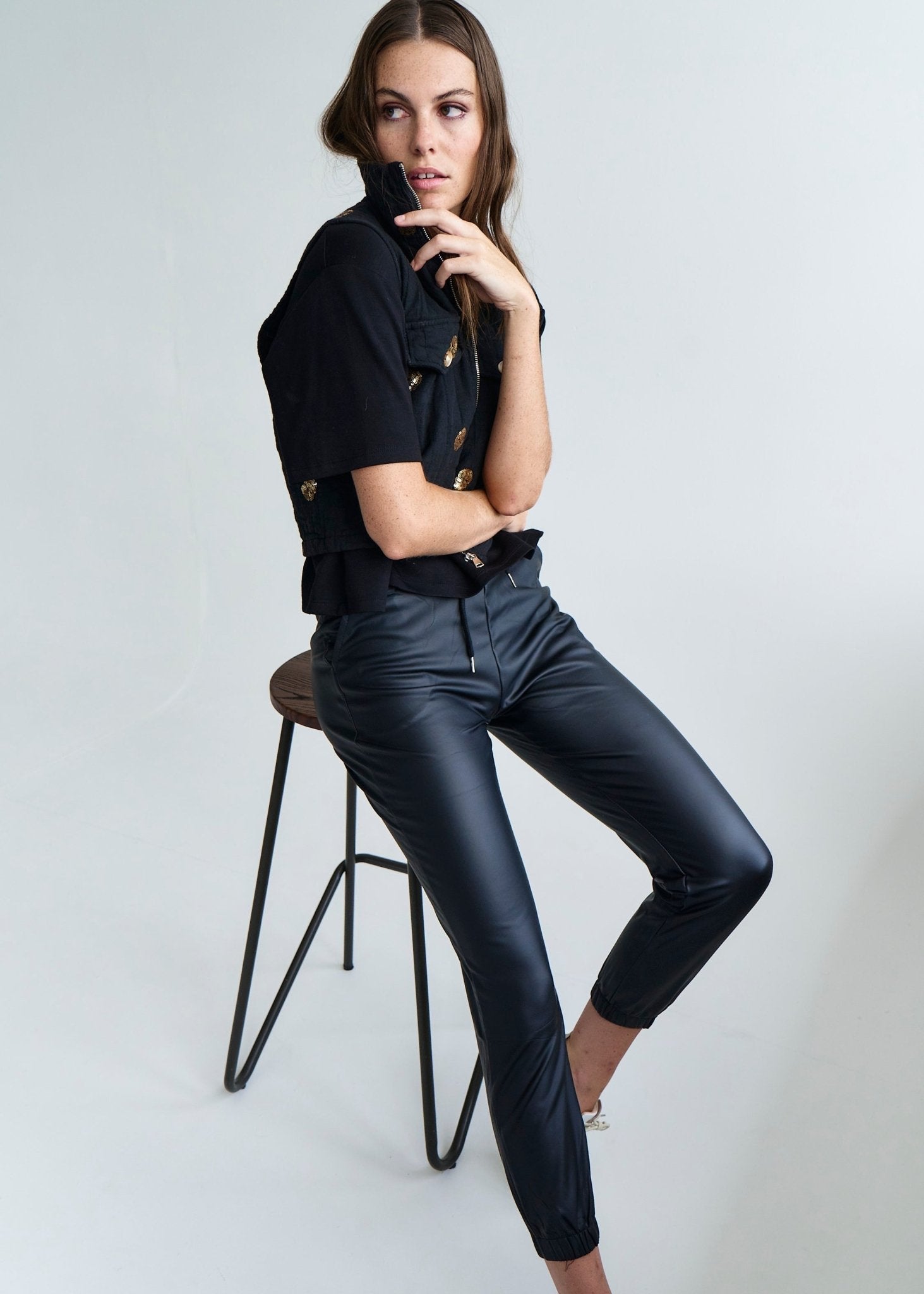 View our Jagger Vegan Leather Joggers in Black - by Tribute Store