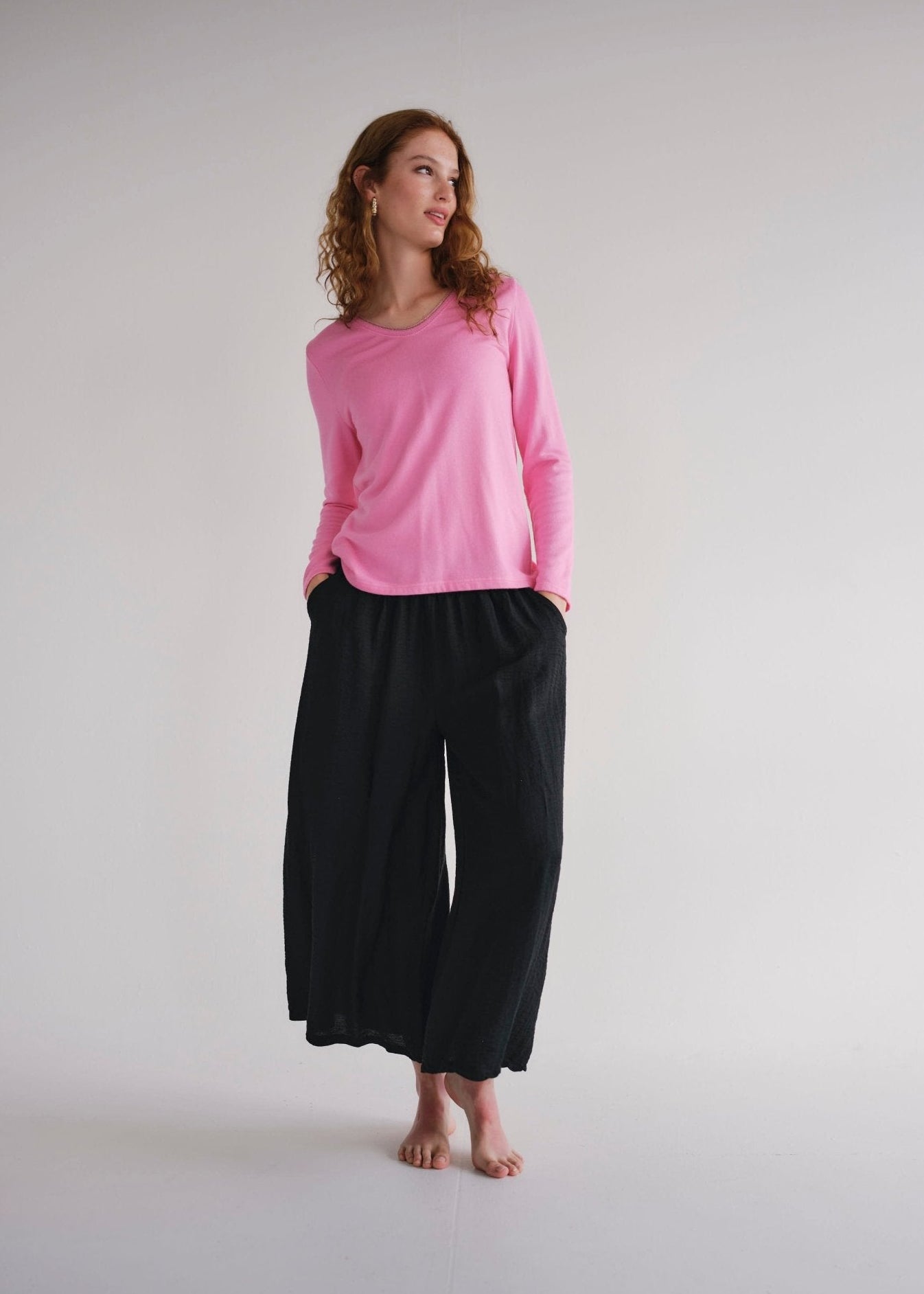 View our Japandi Linen Blend Palazzo Pants In Black - by Tribute Store