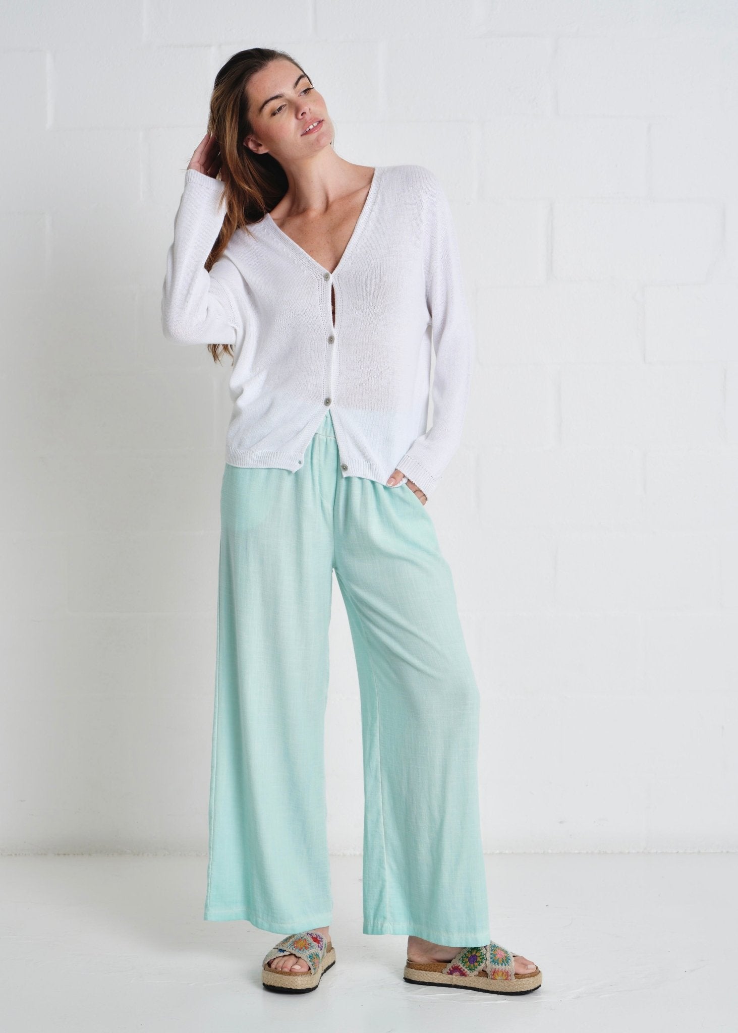 View our Jeanne Cotton Button Cardigan In White - by Tribute Store