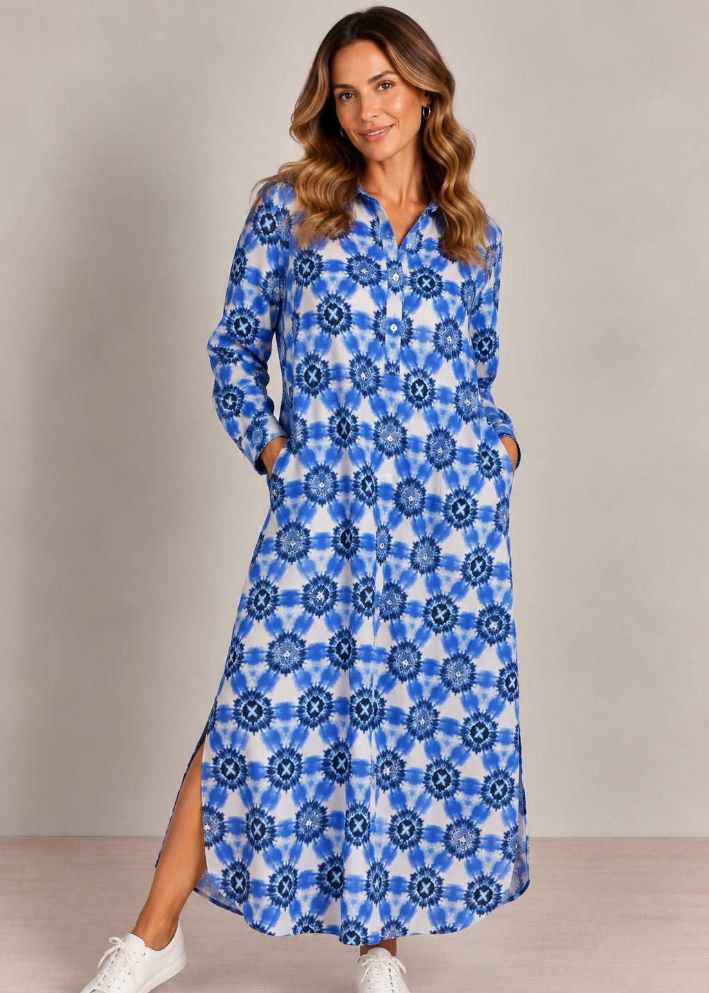 View our Jolie Claire Dress In Blue And White - by Tribute Store