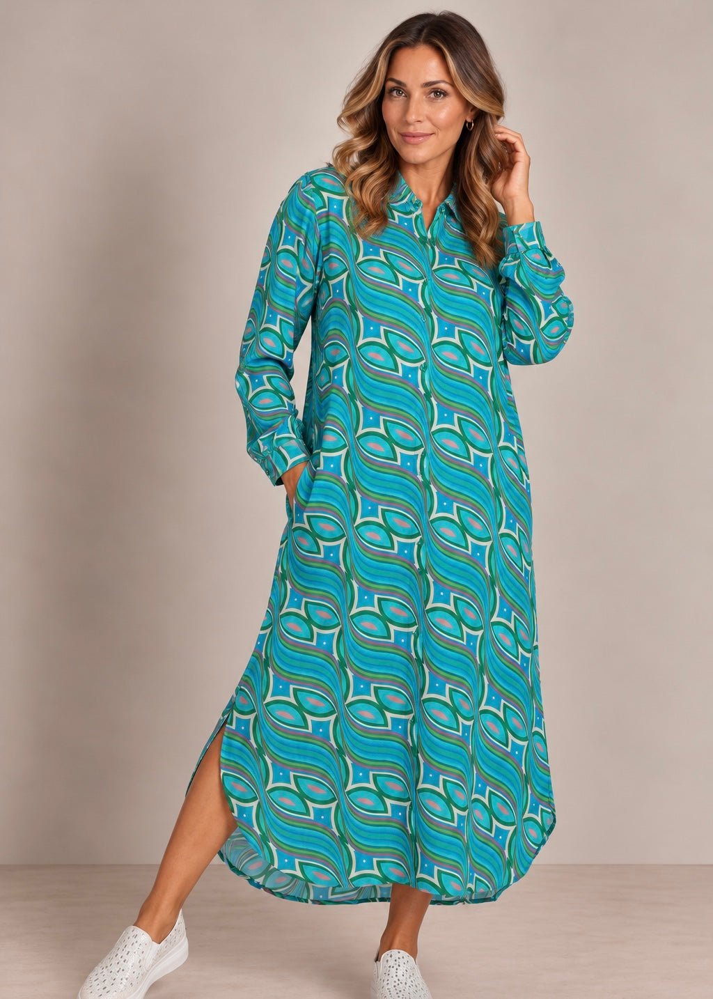 View our Jolie Elmey Dress In Turquoise Multicolour - by Tribute Store