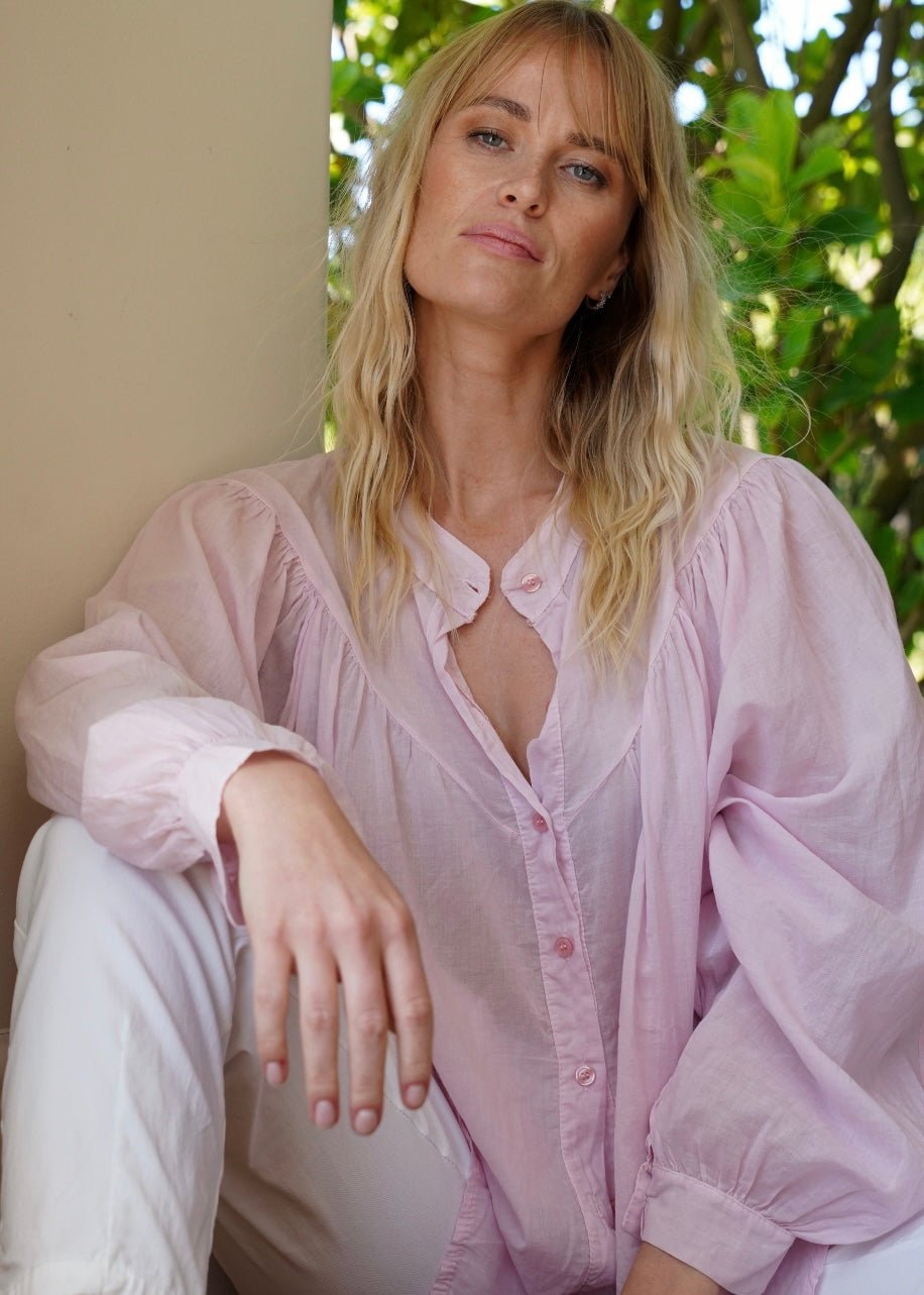 View our Joplin Italian Summer Cotton Boho Blouse In Pink - by Tribute Store