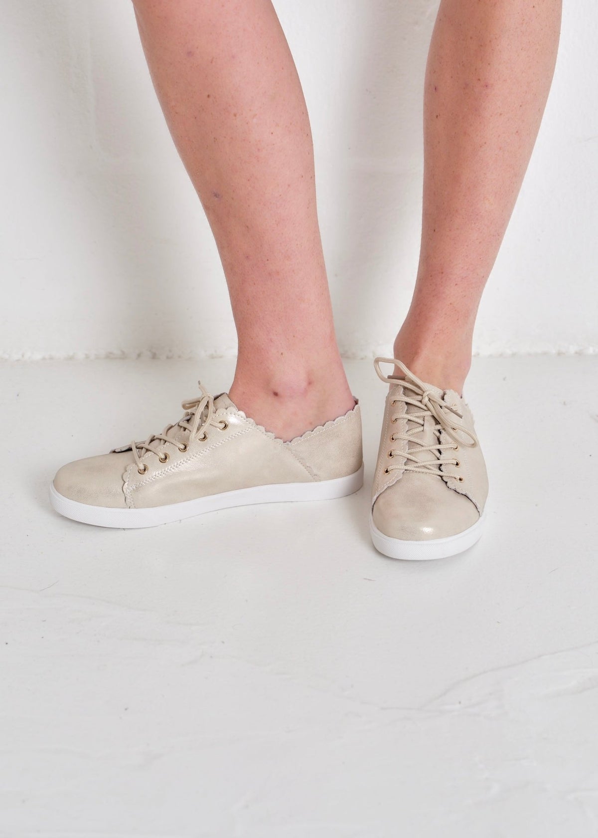 View our Julz Chloe Leather Sneakers In Honey Gold - by Tribute Store