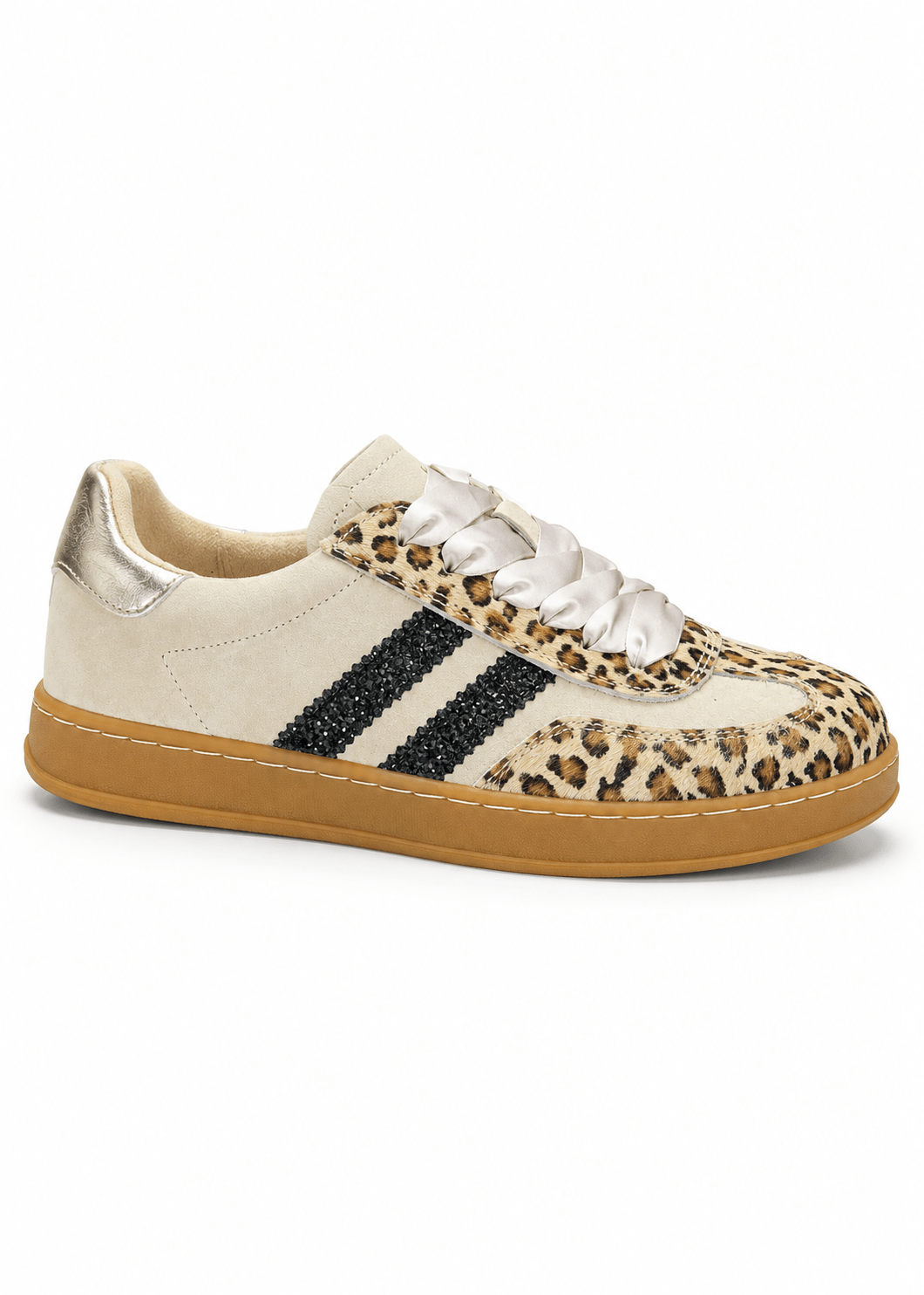 View our Julz Shiloh Leather Sneaker With Leopard Stripes In Beige - by Tribute Store