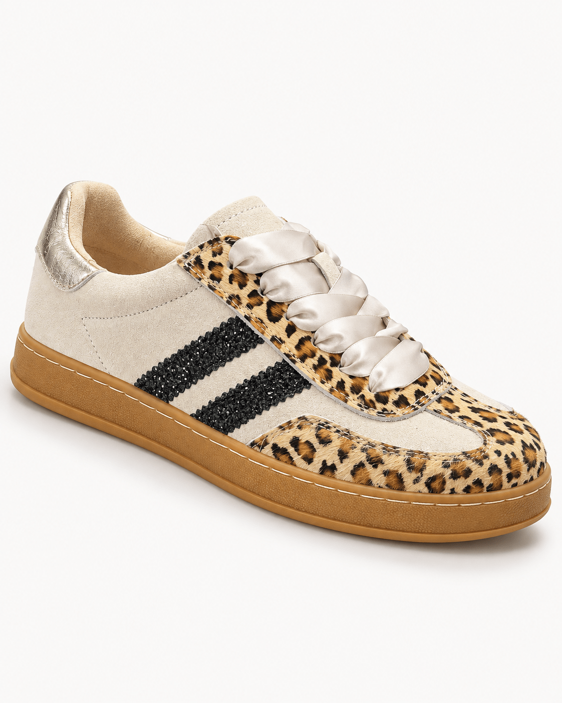 View our Julz Shiloh Leather Sneaker With Leopard Stripes In Beige - by Tribute Store