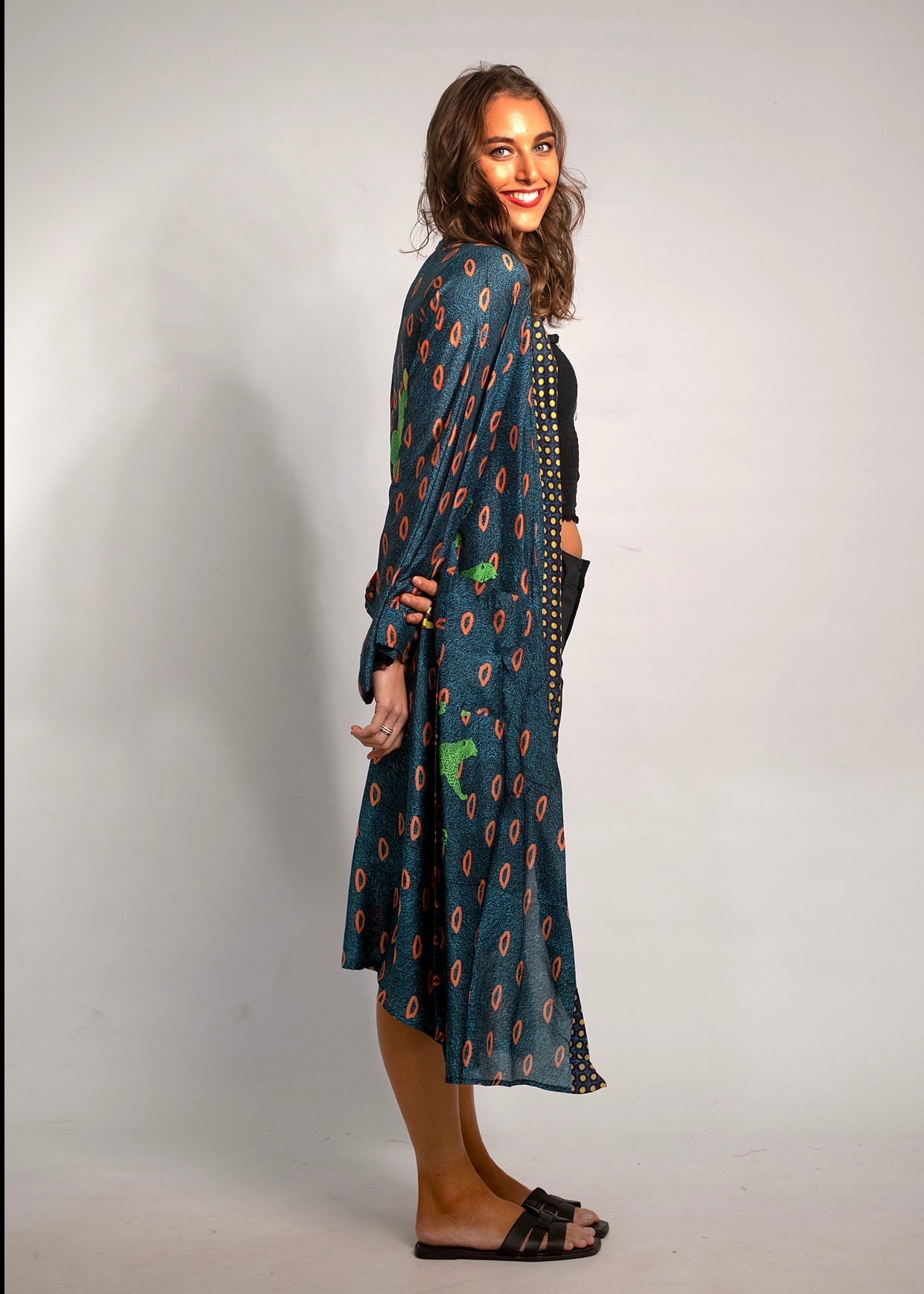 View our Kaftan With Rhino Print Navy - by Tribute Store