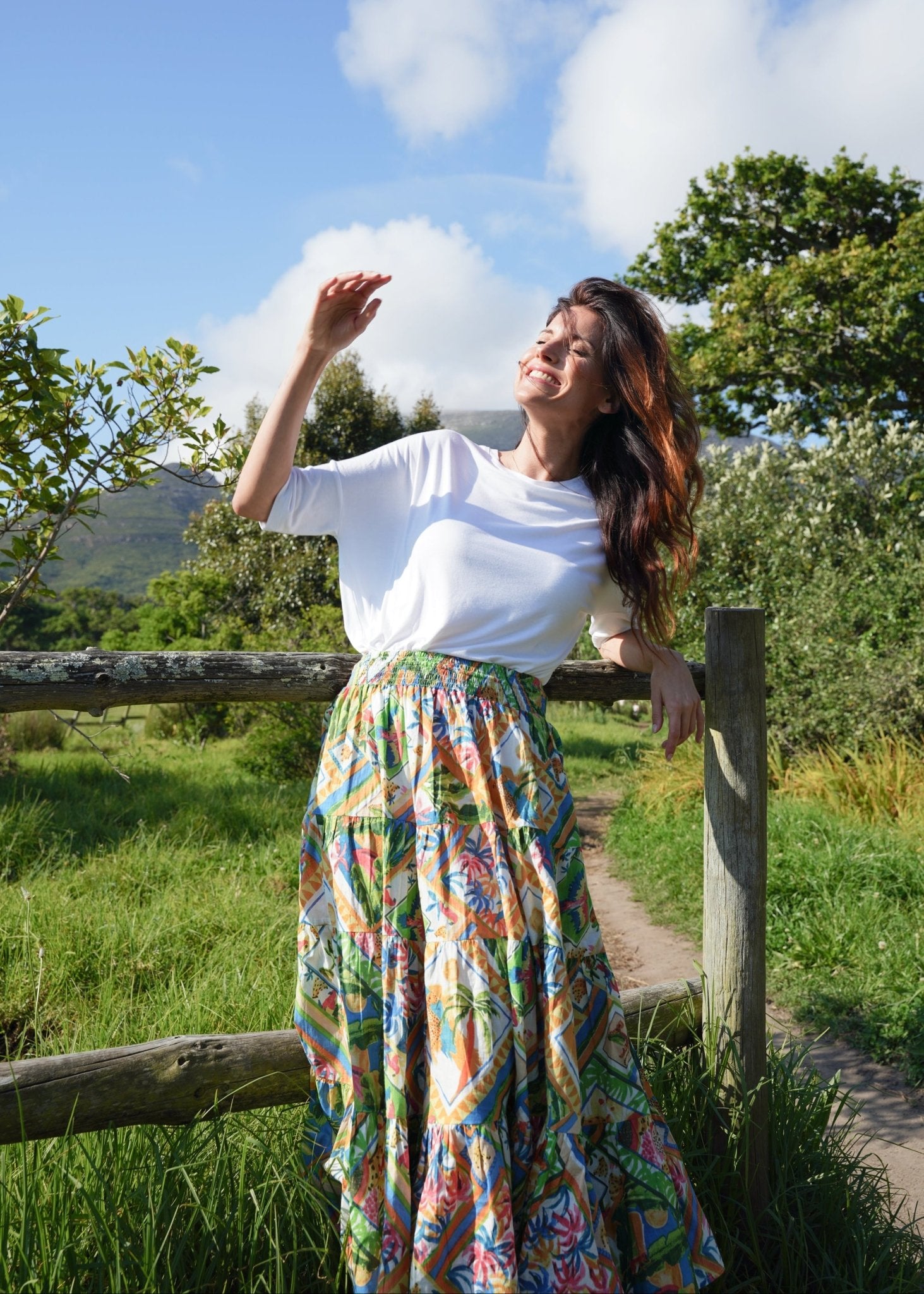 View our Kira Skirt in Green Tropical - by Tribute Store